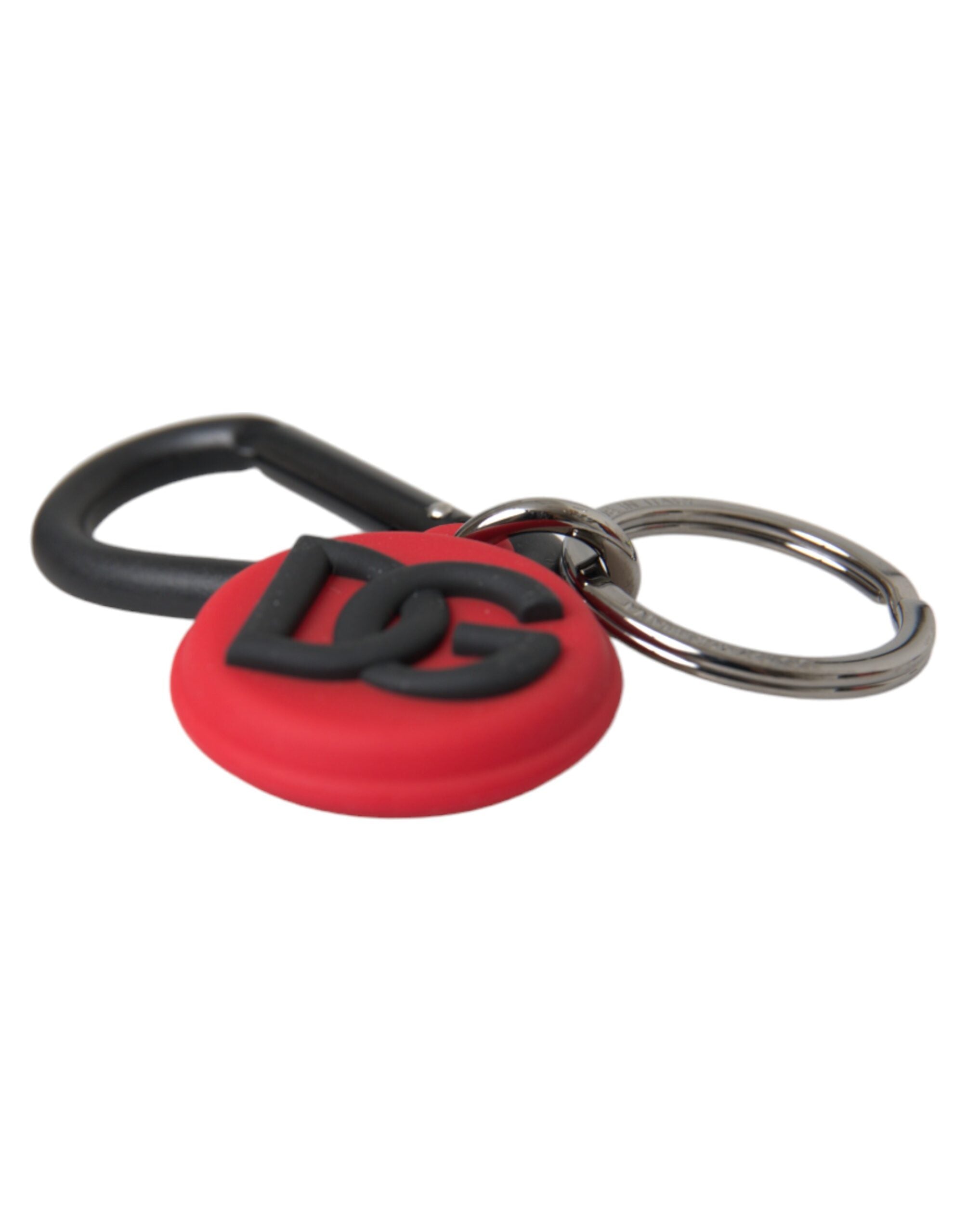 Dolce & Gabbana Röd Gummi DG Logo Rund Metall Mässingsnyckelring