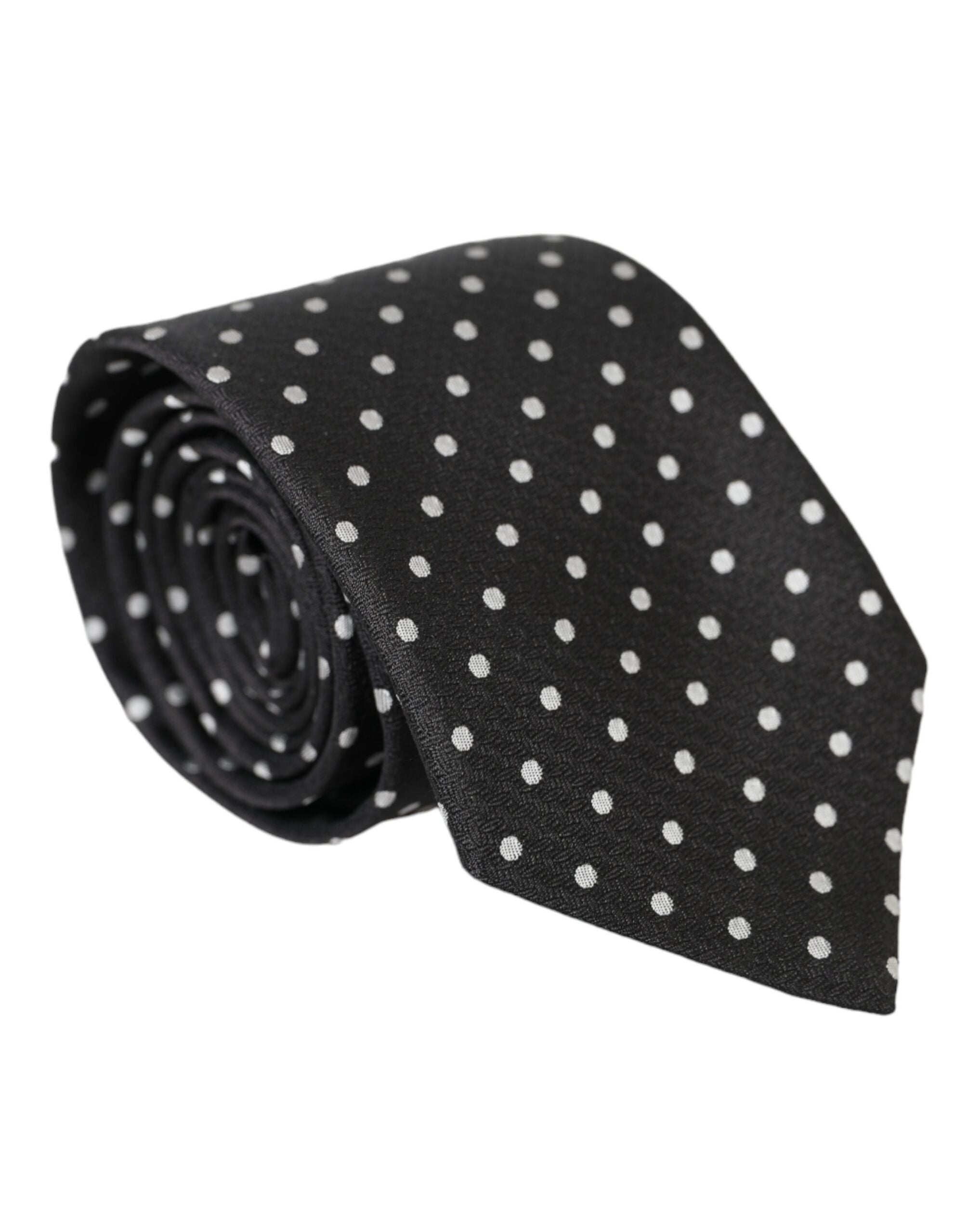 Dolce & Gabbana Svartvita Prickiga 100% Siden Slips Ansiktsmask