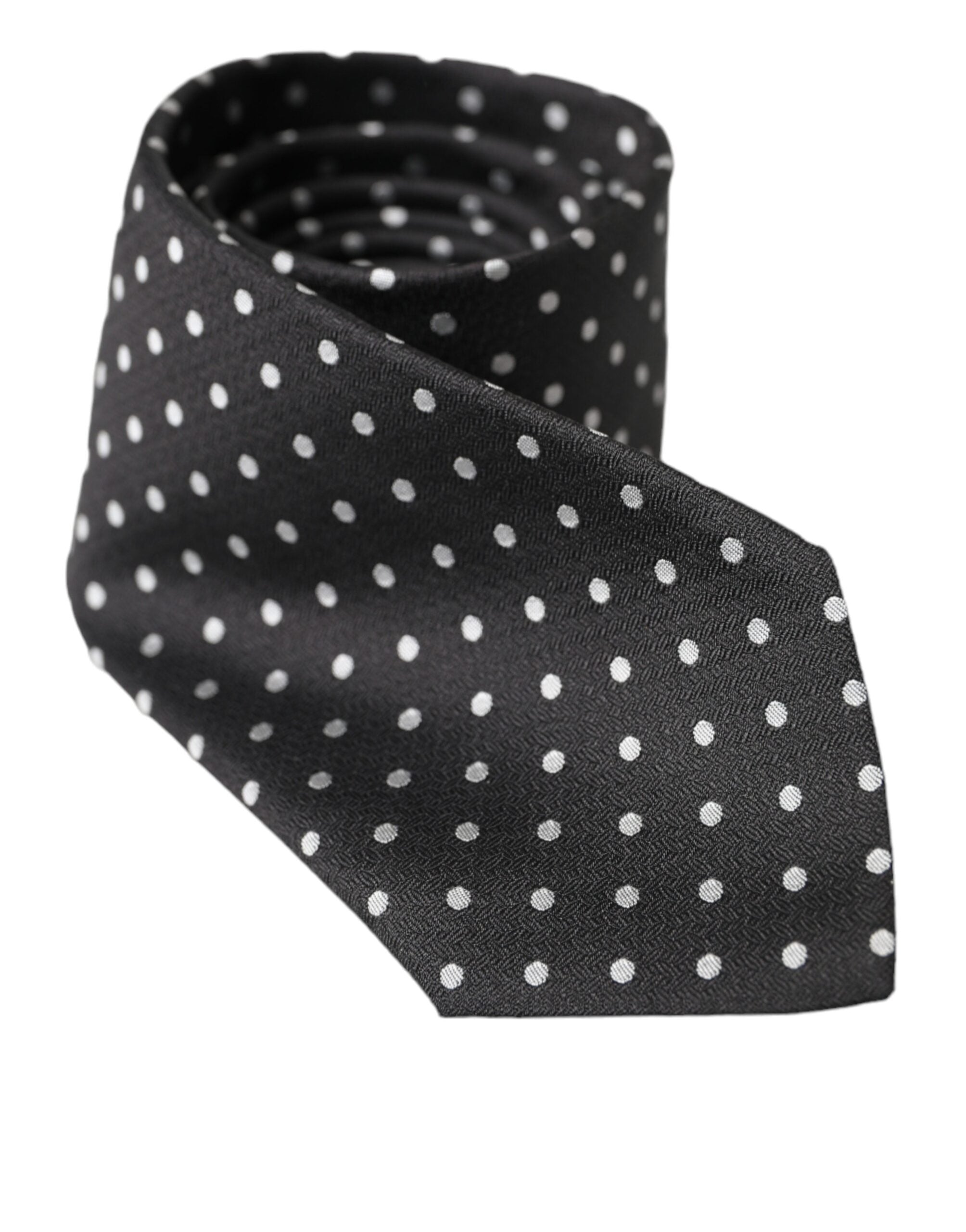 Dolce & Gabbana Svartvita Prickiga 100% Siden Slips Ansiktsmask