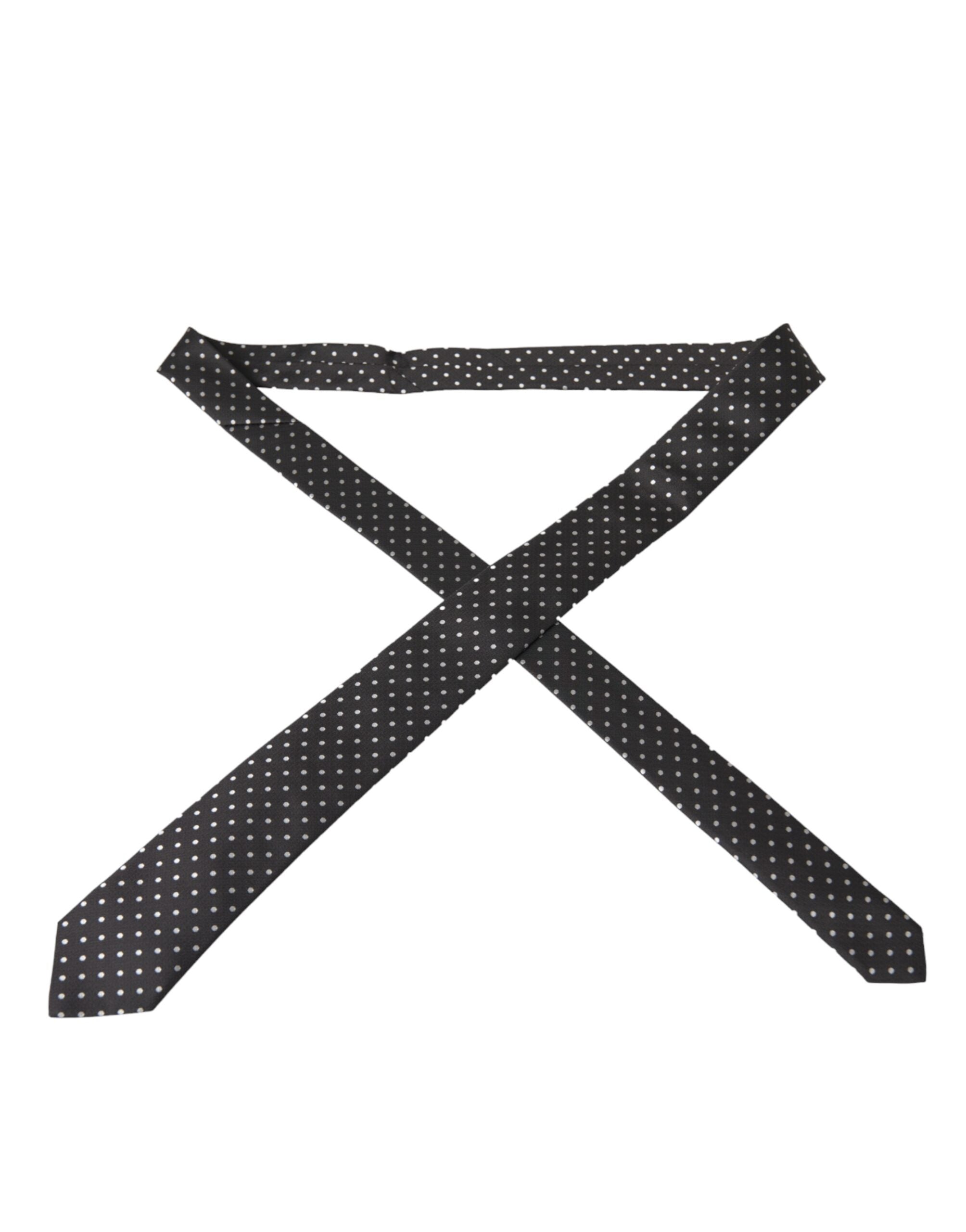 Dolce & Gabbana Svartvita Prickiga 100% Siden Slips Ansiktsmask