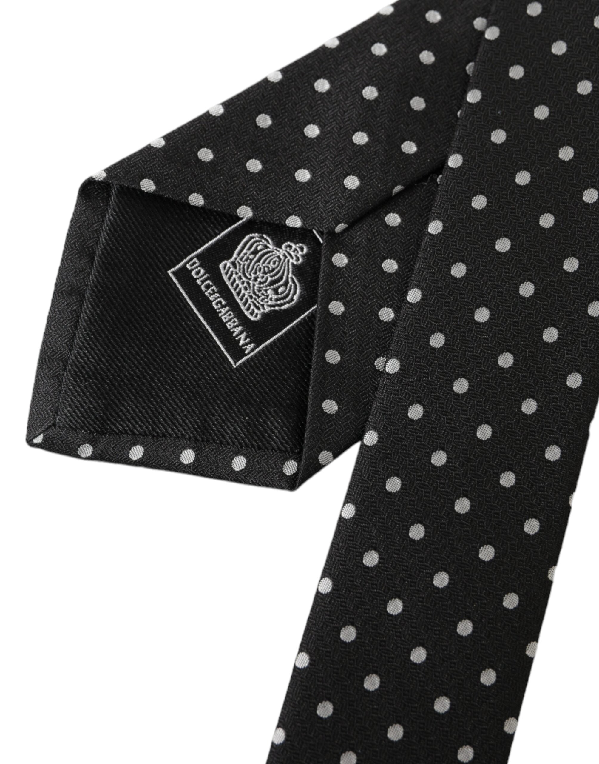 Dolce & Gabbana Svartvita Prickiga 100% Siden Slips Ansiktsmask