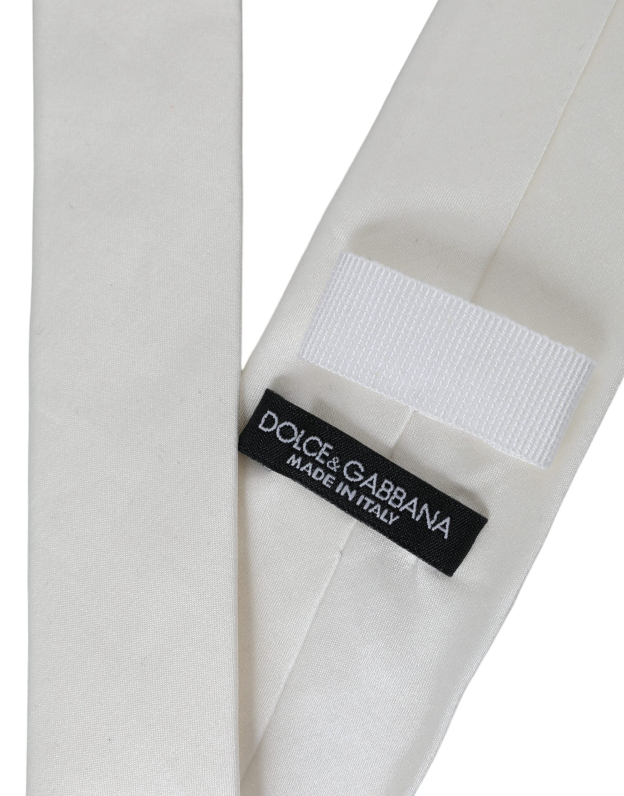 Dolce & Gabbana Vit Silkesblandning Justerbar Slips Herr