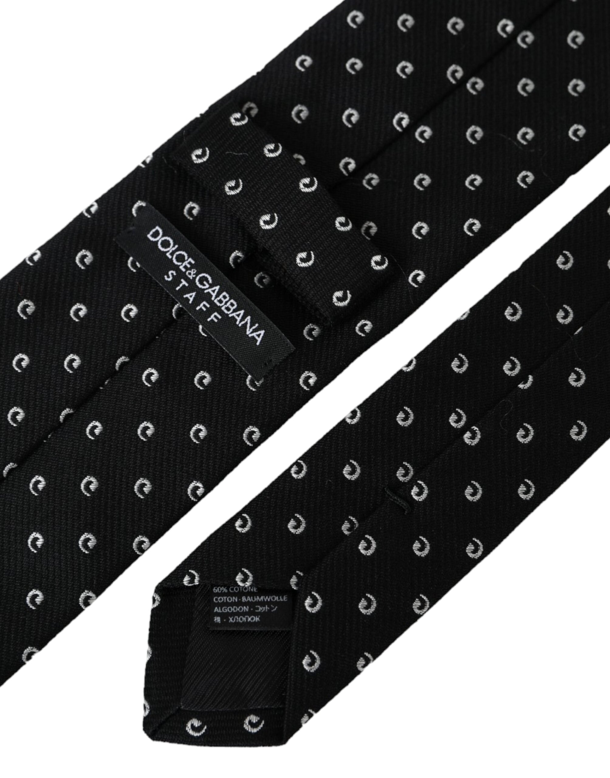 Dolce & Gabbana svart logotypjusterbar slips i bomullsblandning