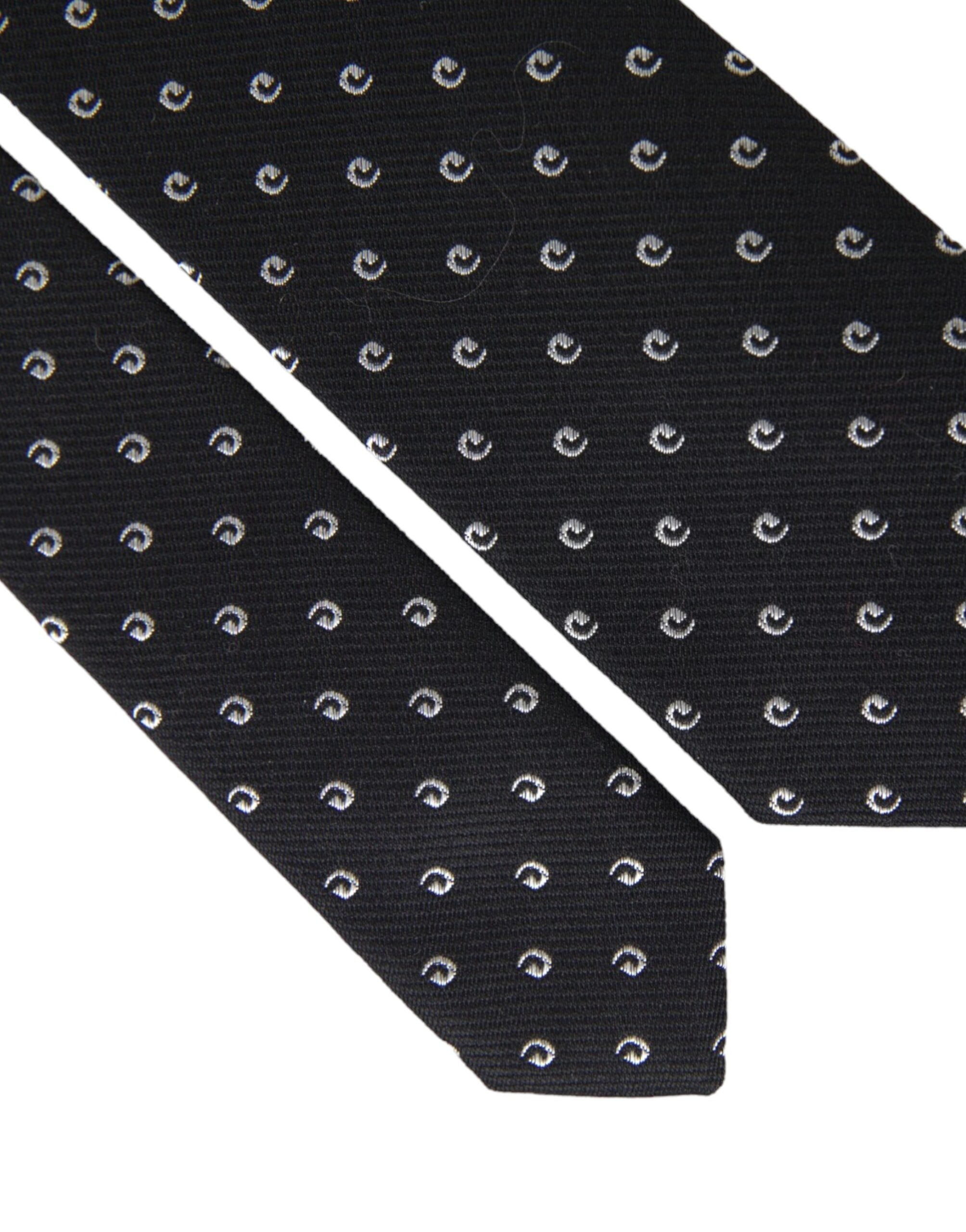 Dolce & Gabbana svart logotypjusterbar slips i bomullsblandning