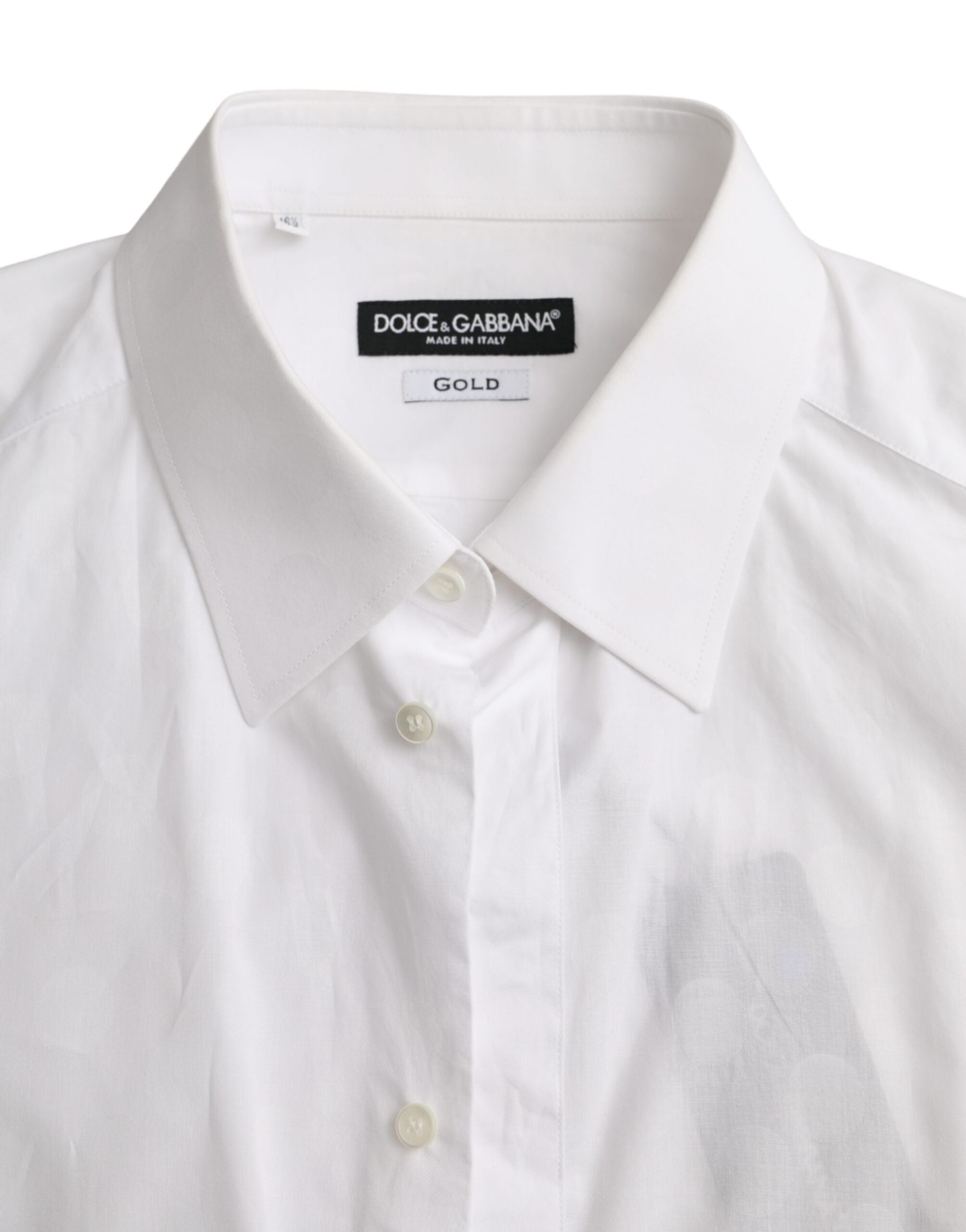 Dolce & Gabbana Vit Prickig Bomullsklänning GULD Skjorta