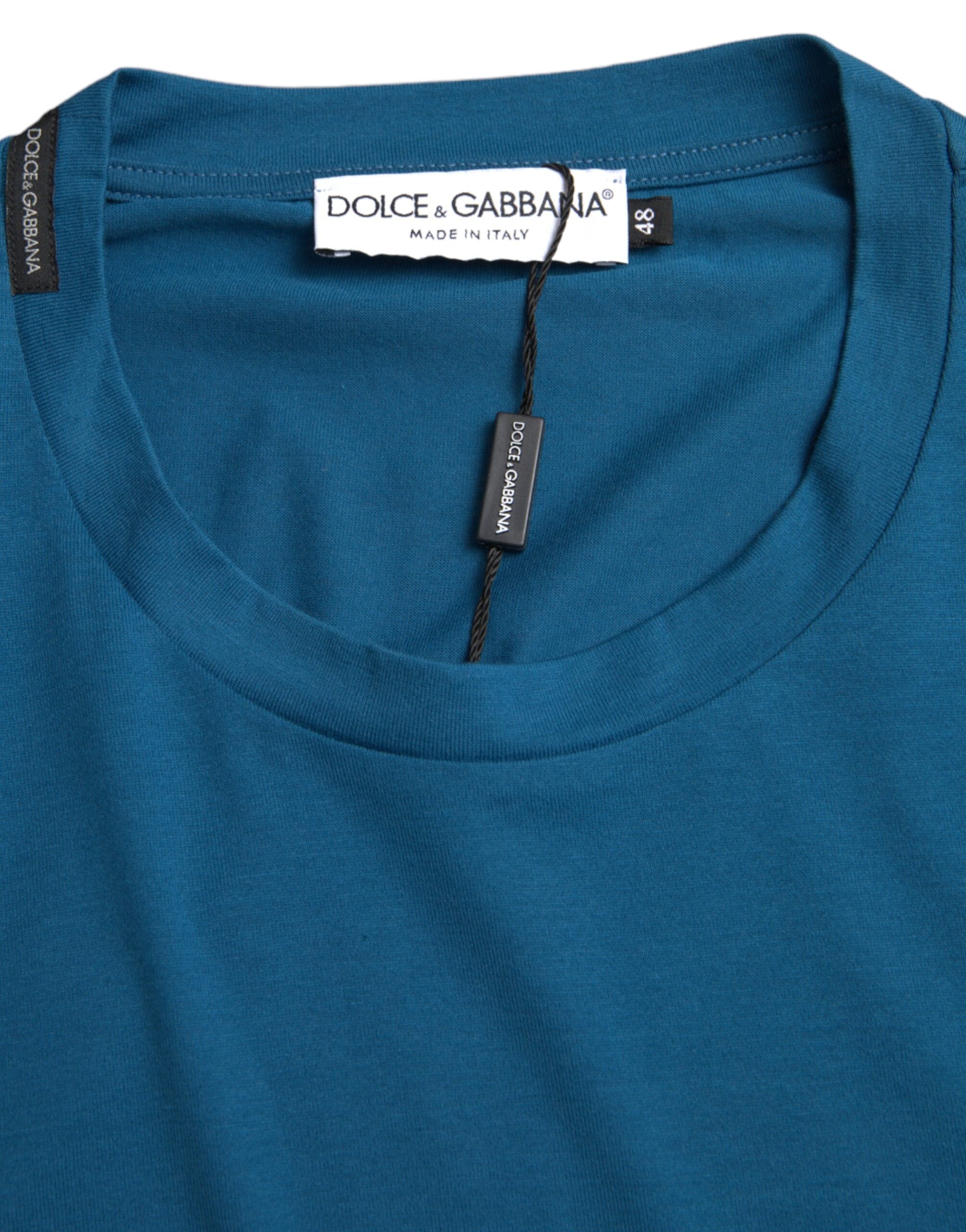 Dolce & Gabbana Blå Logotyp Rund Hals Kortärmad T-shirt