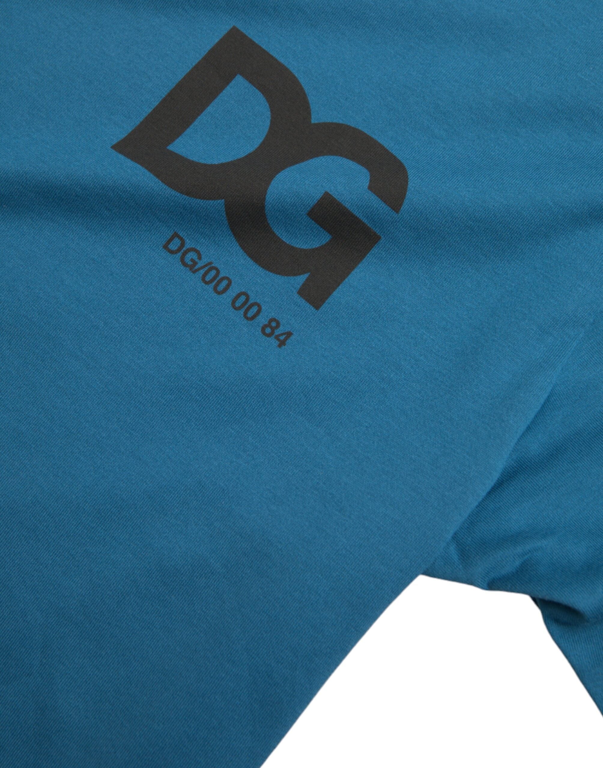 Dolce & Gabbana Blå Logotyp Rund Hals Kortärmad T-shirt