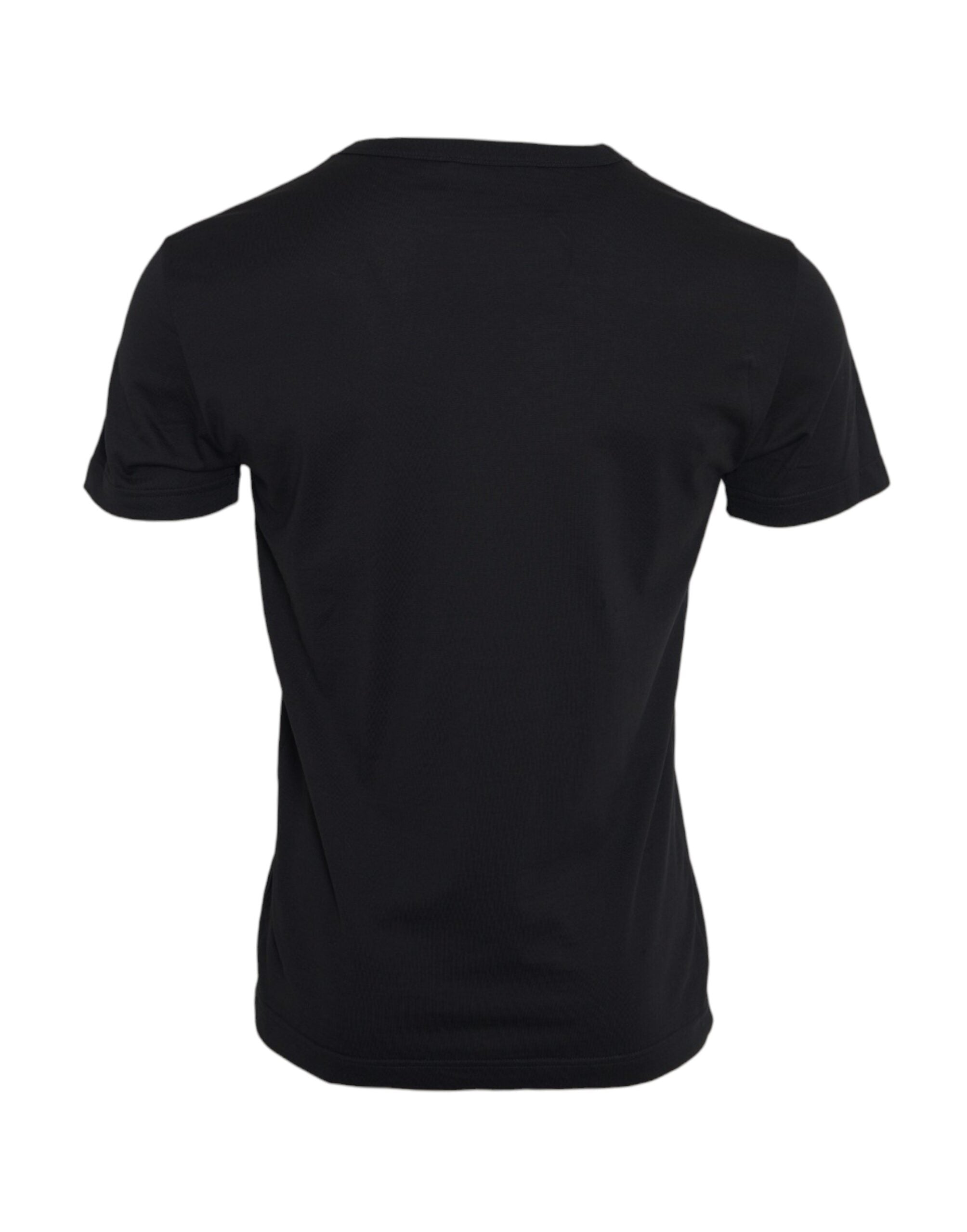 Dolce Gabbana Svart bomulls-t-shirt med kort ärm och silverkedja