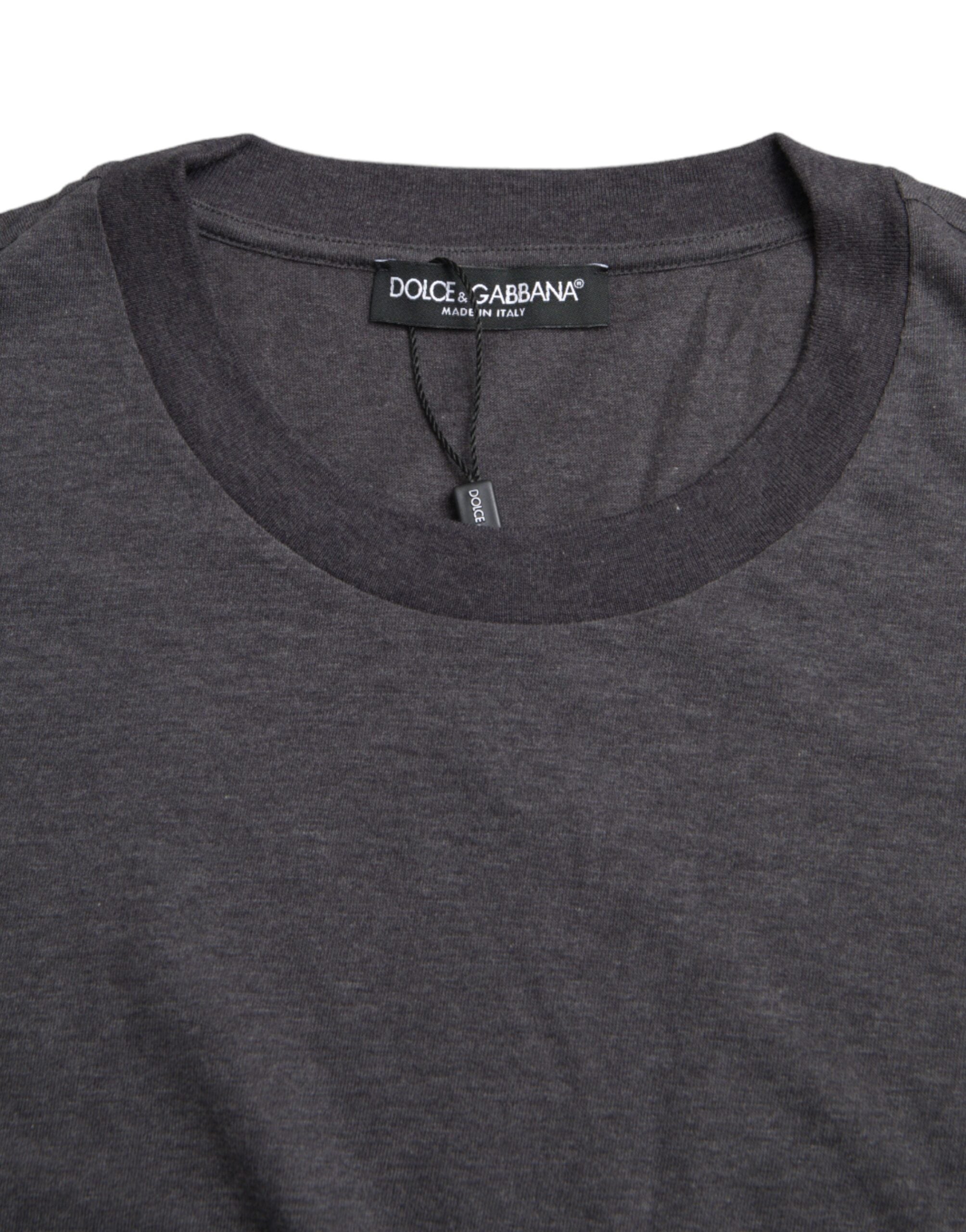 Dolce & Gabbana Grå bomulls-t-shirt med rund hals och kort ärm