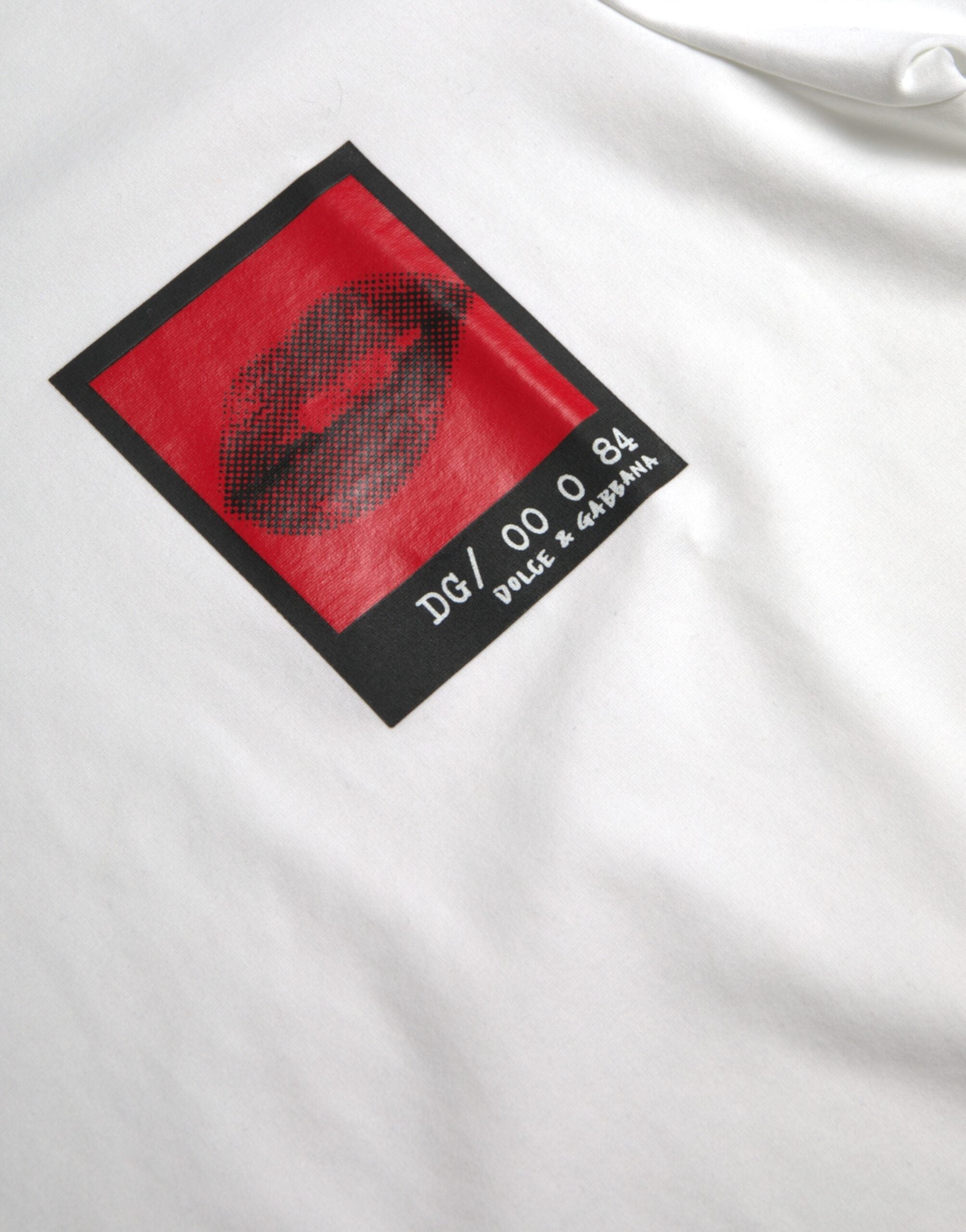 Dolce & Gabbana Vit Röda Läppar Tryckt Bomull Herr T-shirt