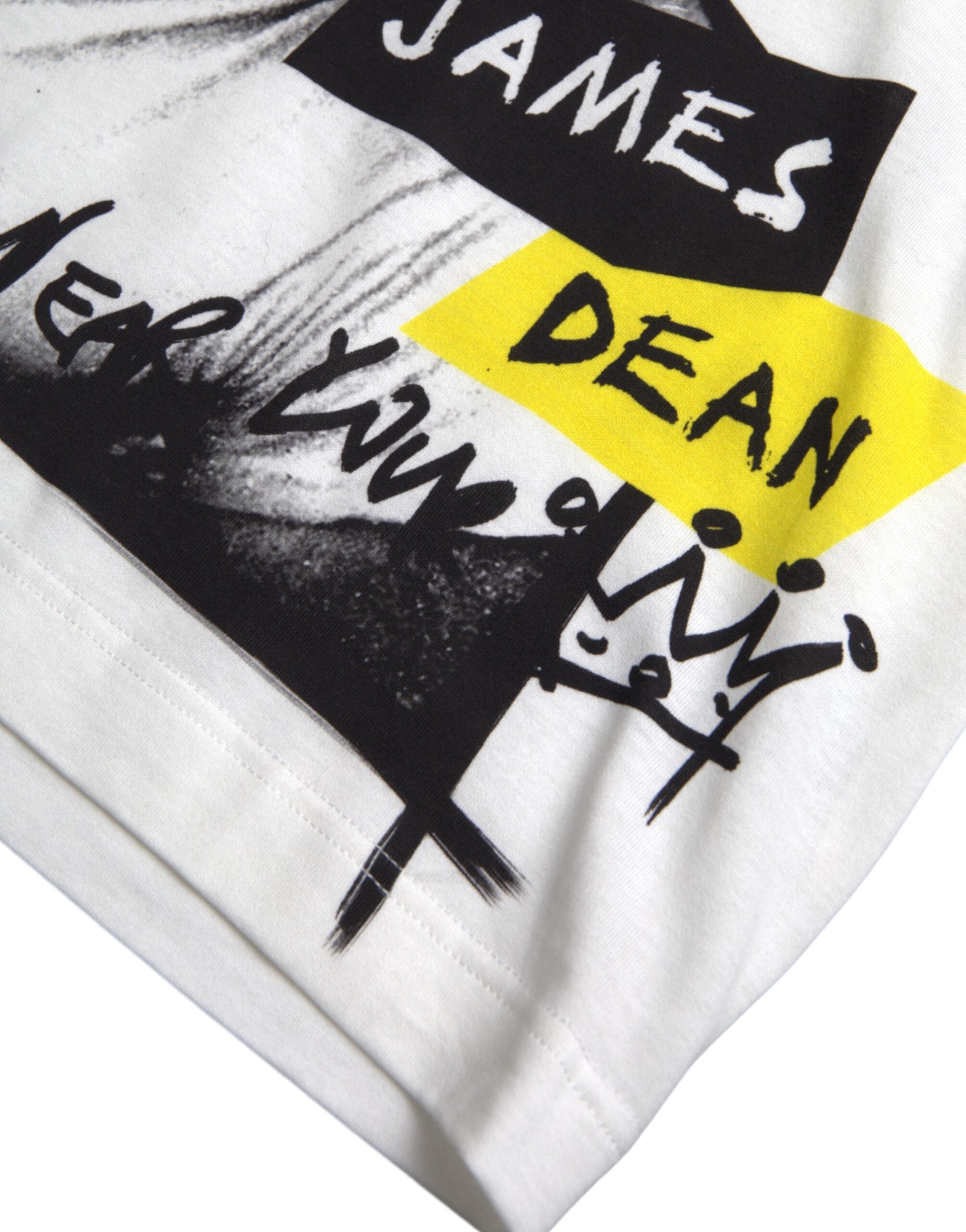 Dolce & Gabbana Vit Grafisk Bomull Kortärmad Herr T-shirt