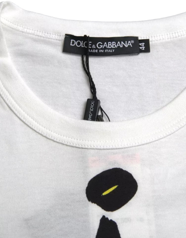 Dolce & Gabbana Vit Grafisk Bomull Kortärmad Herr T-shirt