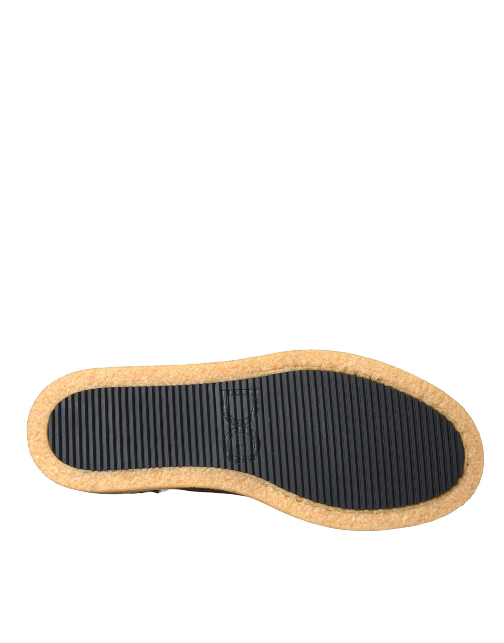 Dolce & Gabbana Bruna Svarta Päls Läderloafers Herrskor