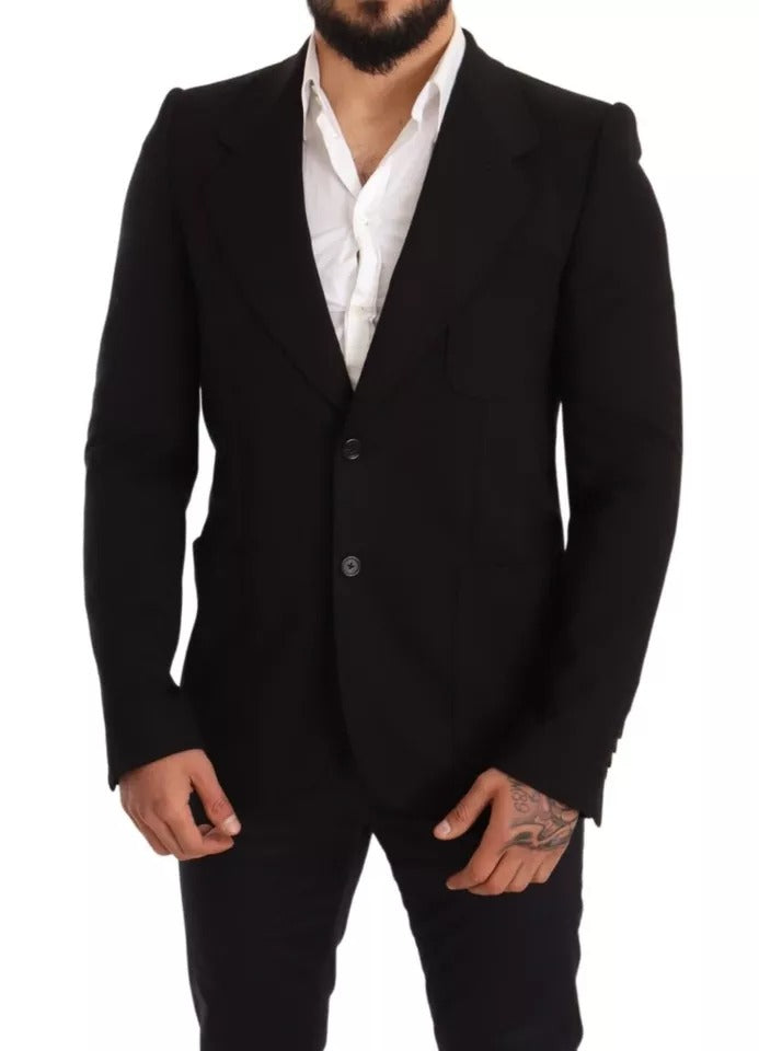 Dolce & Gabbana Svart Ull Slim Fit Kappa Kavaj