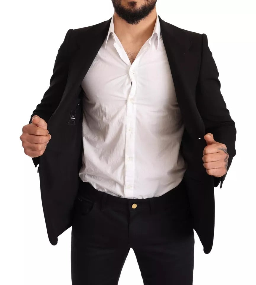 Dolce & Gabbana Svart Ull Slim Fit Kappa Kavaj