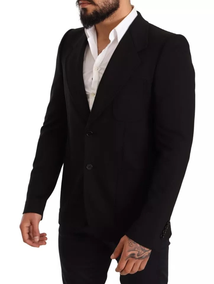 Dolce & Gabbana Svart Ull Slim Fit Kappa Kavaj