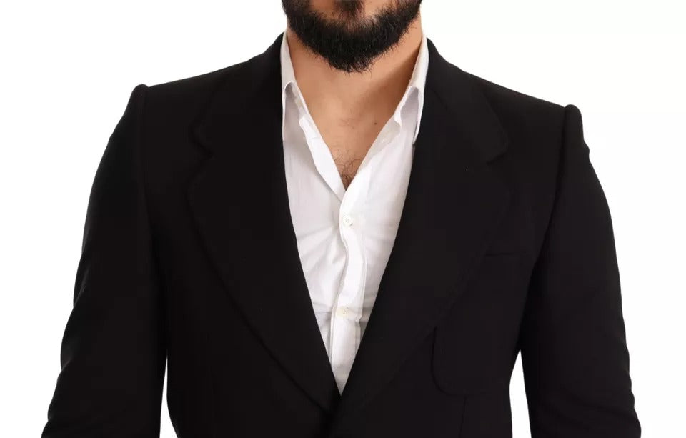 Dolce & Gabbana Svart Ull Slim Fit Kappa Kavaj