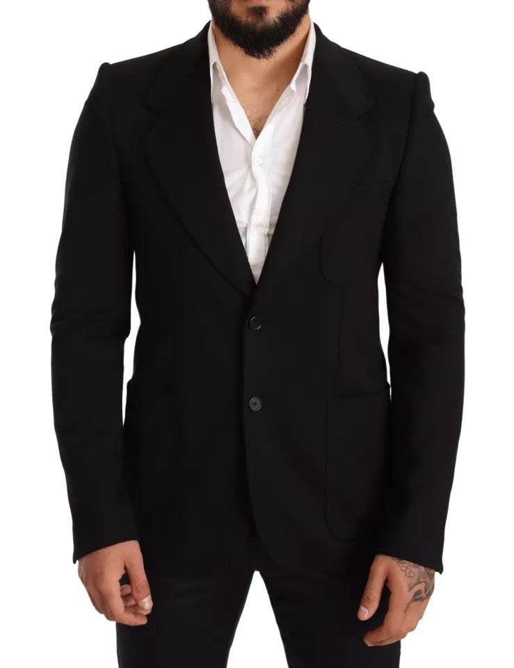 Dolce & Gabbana Svart Ull Slim Fit Kappa Kavaj