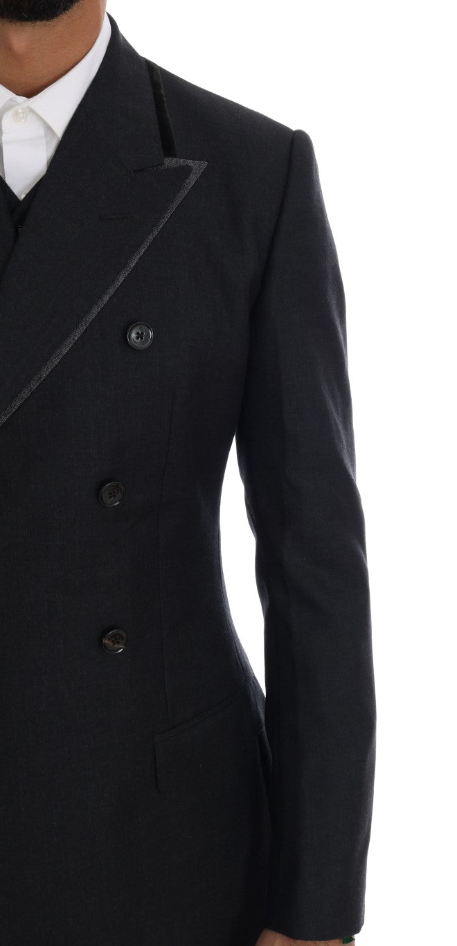 Dolce & Gabbana Grå Dubbelknäppt 3-delad Kostym i Ull