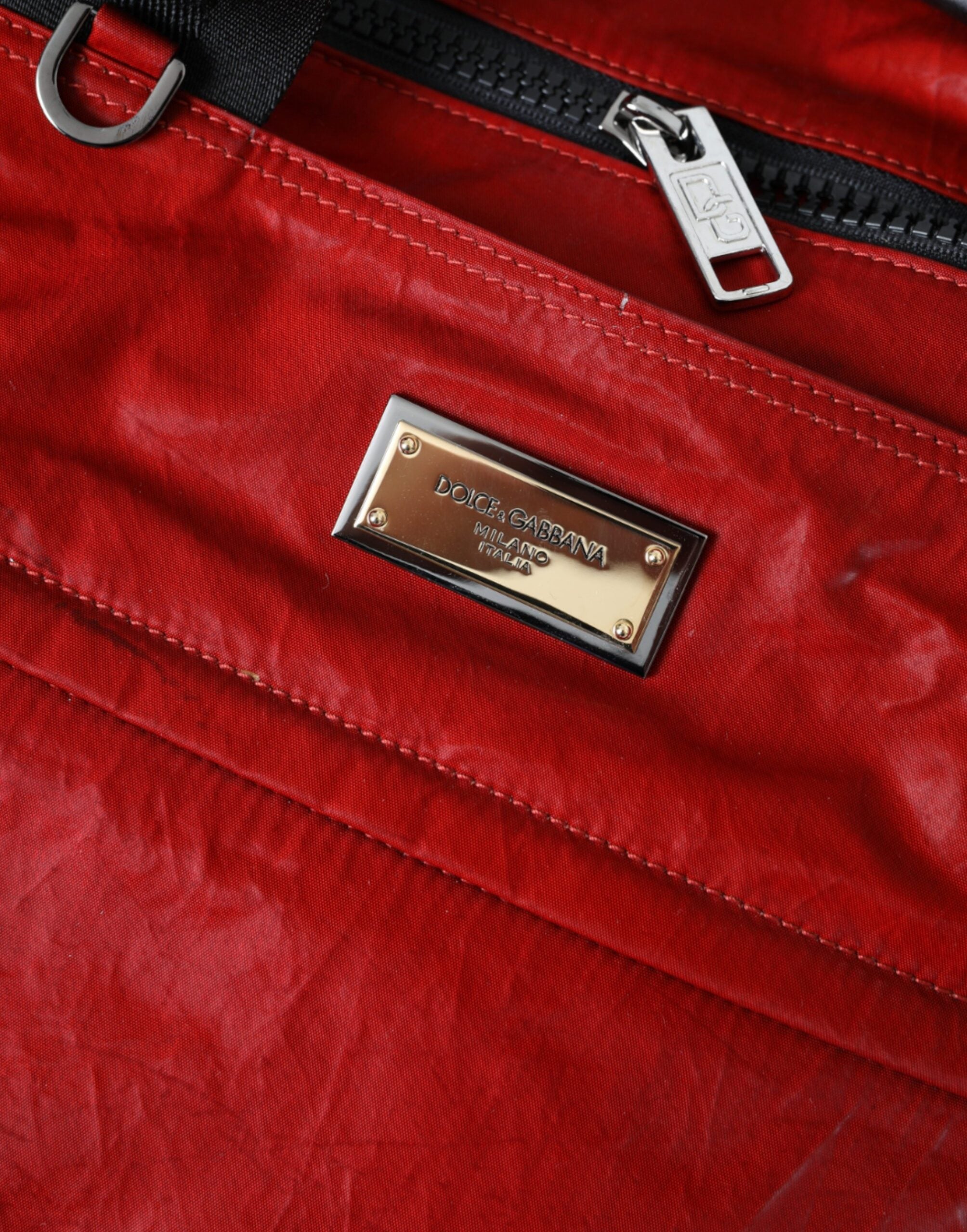 Dolce & Gabbana Röd Nylon Kalvskinn Hand Axelremsväska