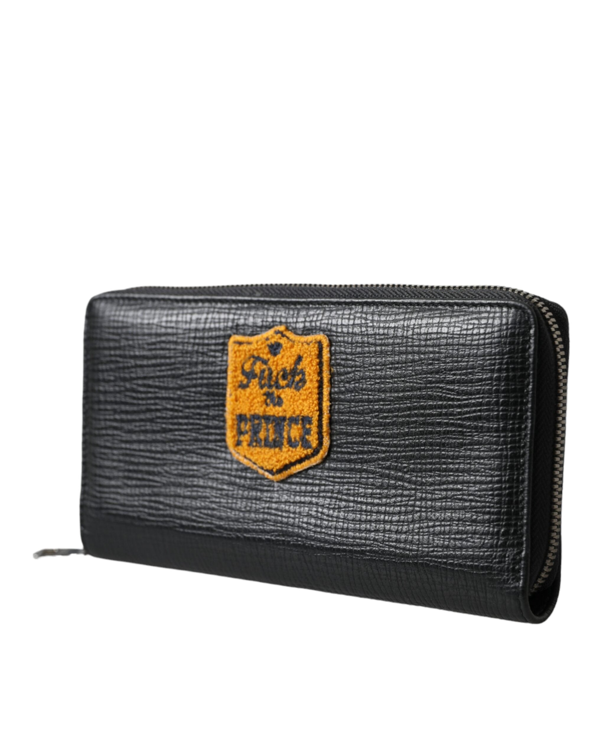 Dolce & Gabbana svart läderplånbok med logotyp och dragkedja runtom