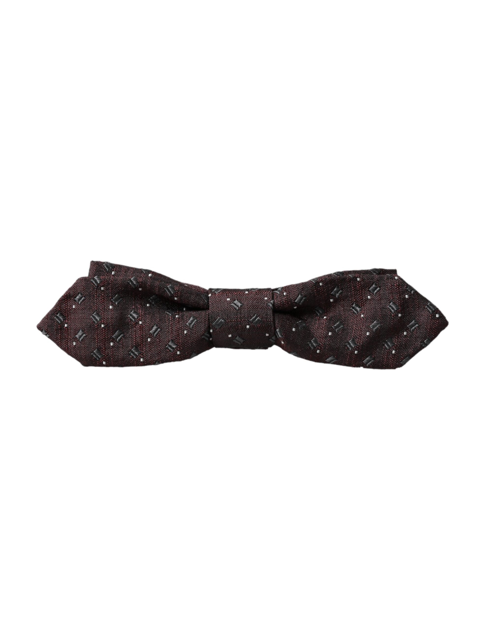 Dolce & Gabbana Rödbrun Sidenmönstrad Fluga med Justerbar Halsringning och Papillon
