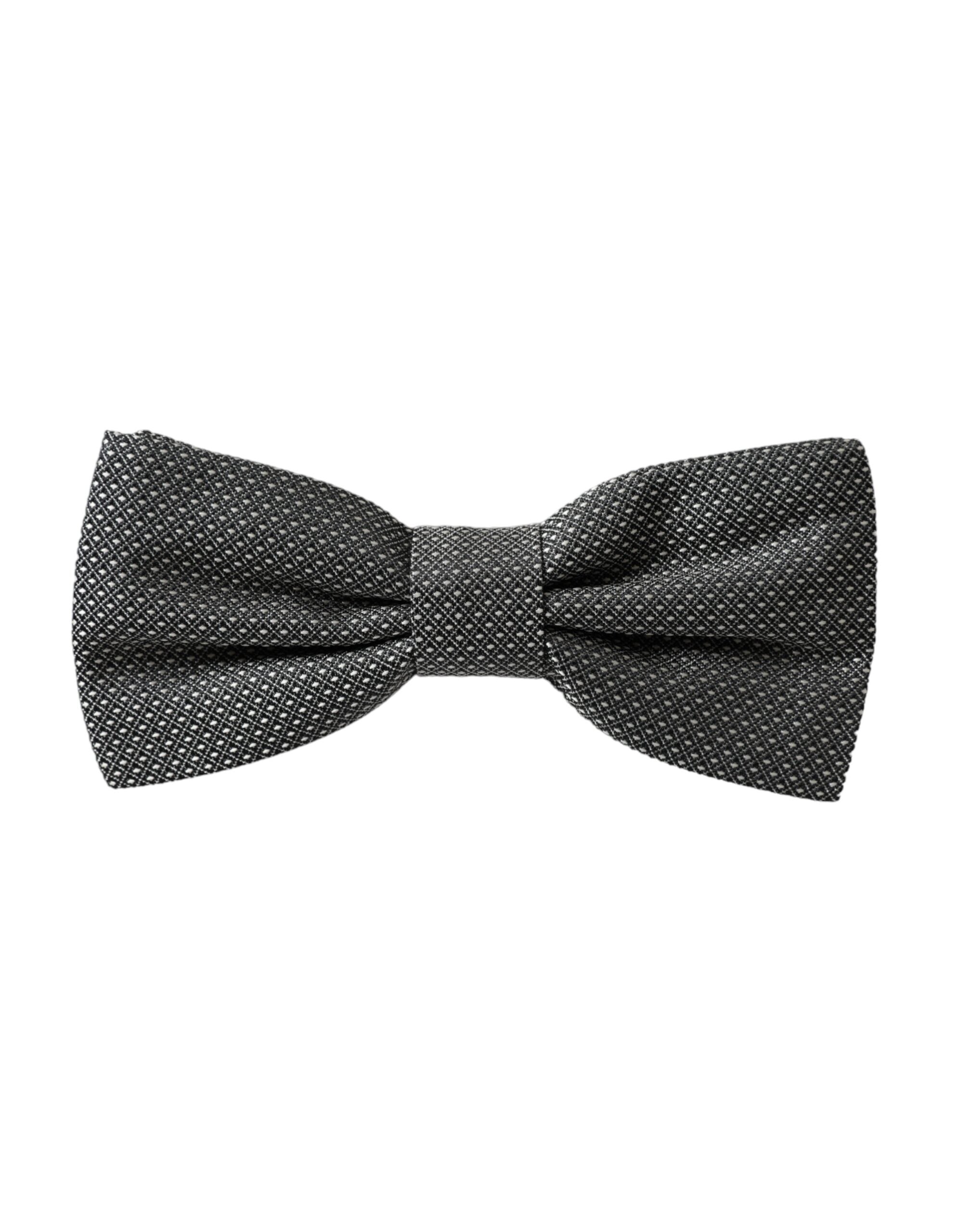 Dolce & Gabbana Grå Sidenmönstrad Justerbar Halsringning Herrfluga Papillon