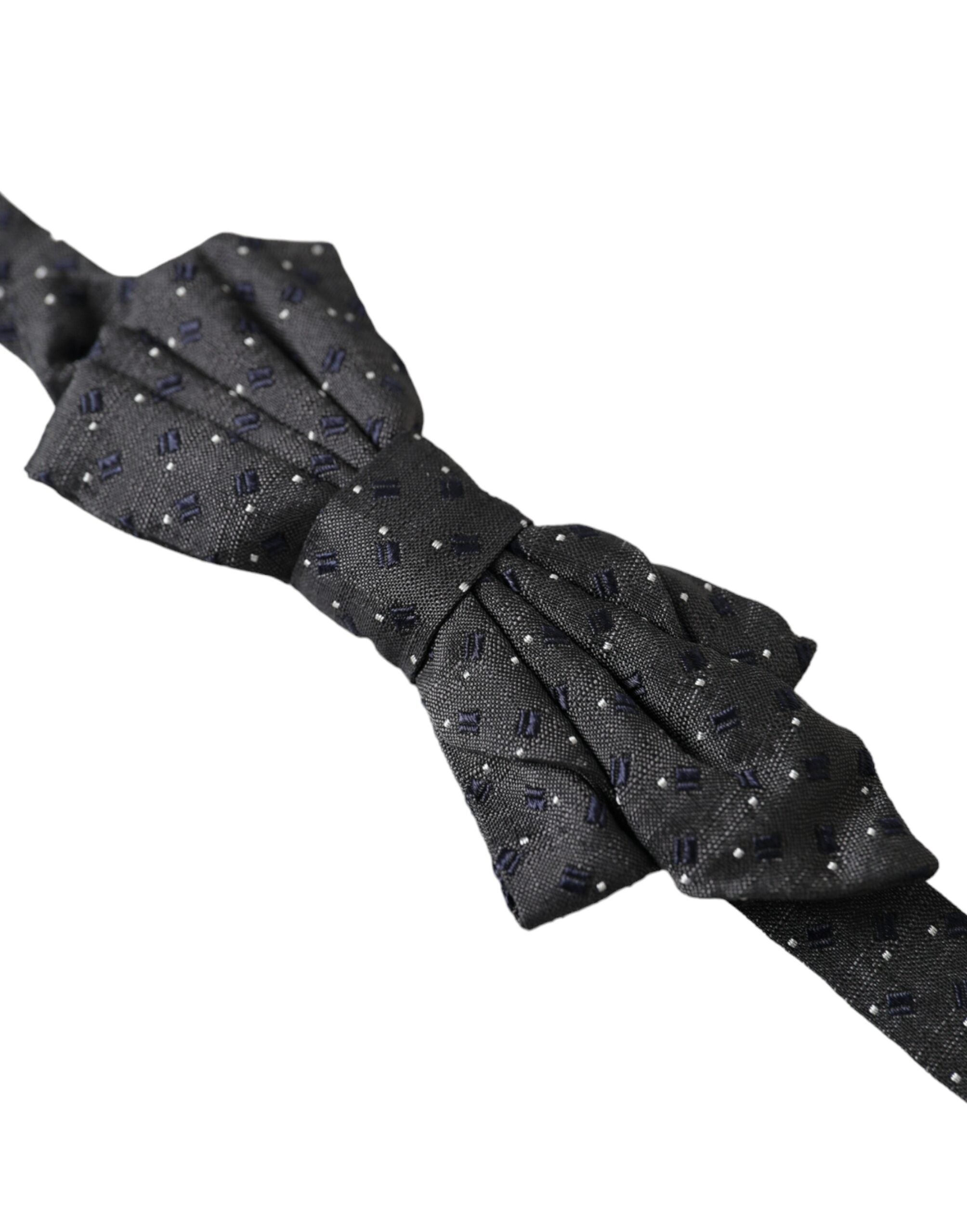 Dolce & Gabbana Svart Sidenmönstrad Justerbar Halsringning Herrfluga Papillon