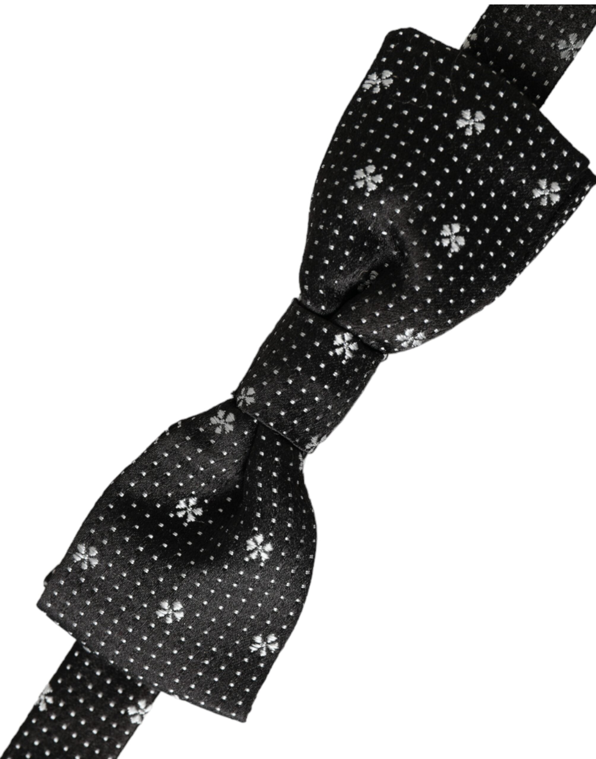 Dolce & Gabbana Svart Siden Blommig Justerbar Halsringning Herrfluga Papillon