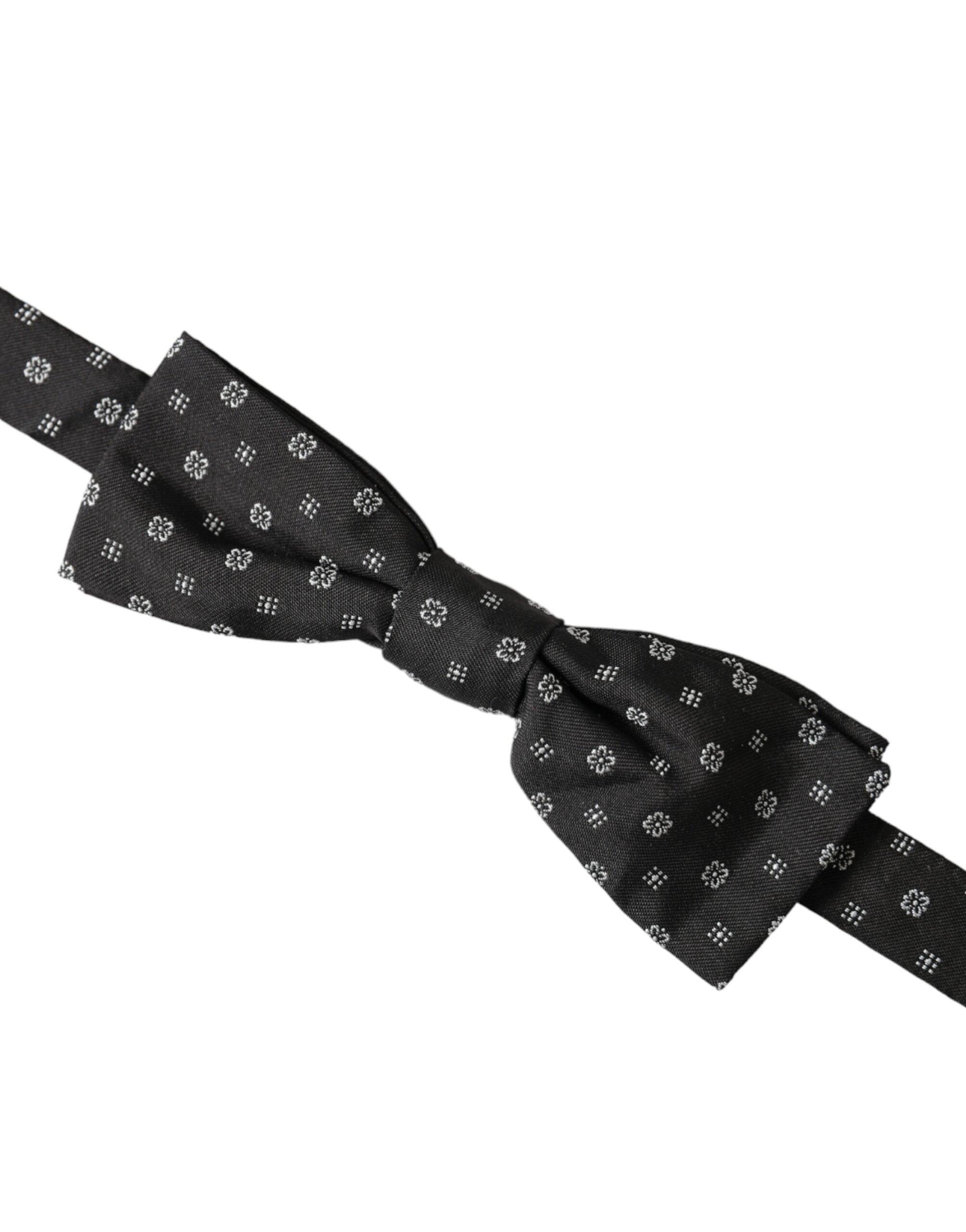 Dolce & Gabbana Svart Sidenfantasi Justerbar Halsringning Herrfluga Papillon