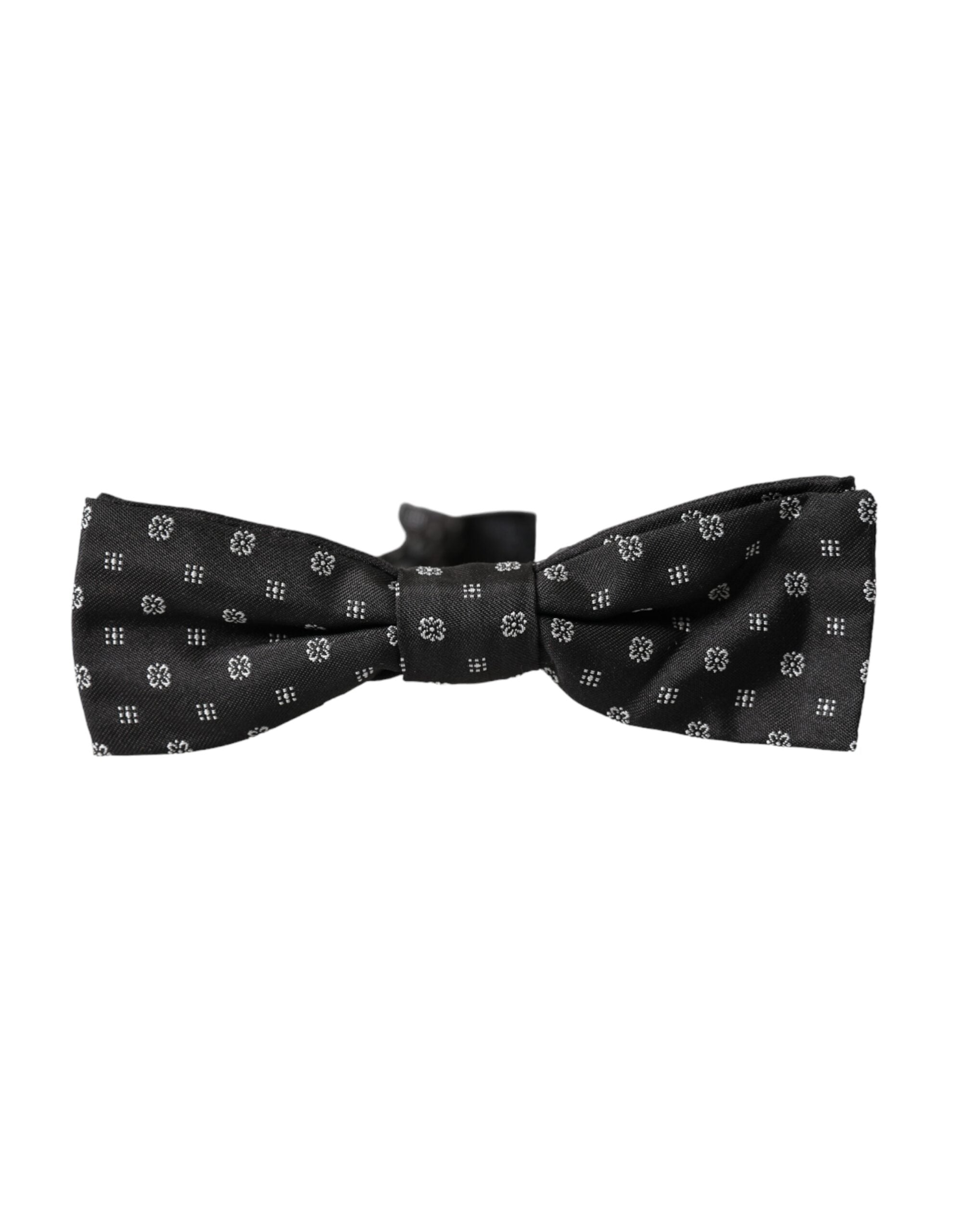 Dolce & Gabbana Svart Sidenfantasi Justerbar Halsringning Herrfluga Papillon