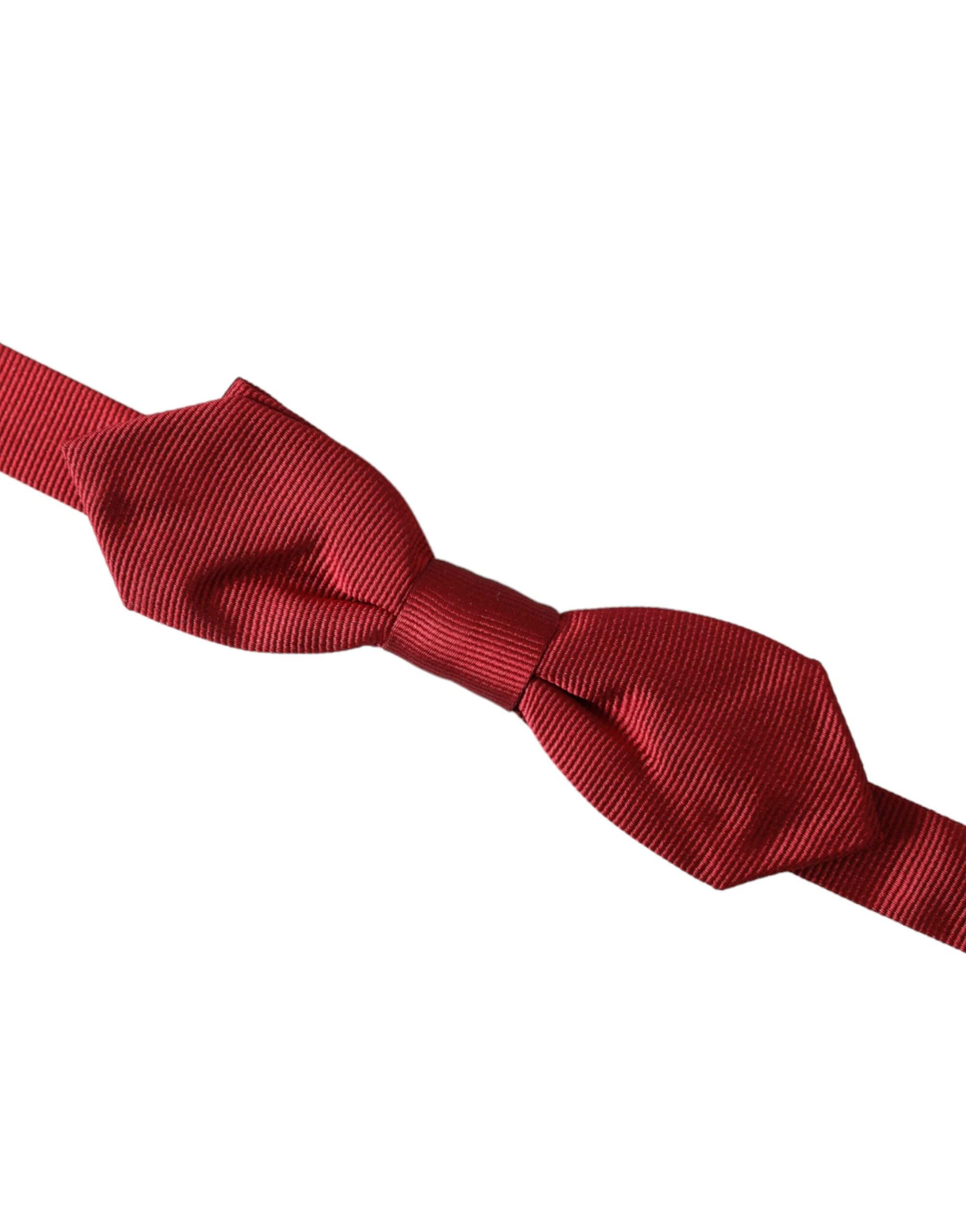 Dolce & Gabbana Röd Sidenjacquard Justerbar Halsringning Herrfluga