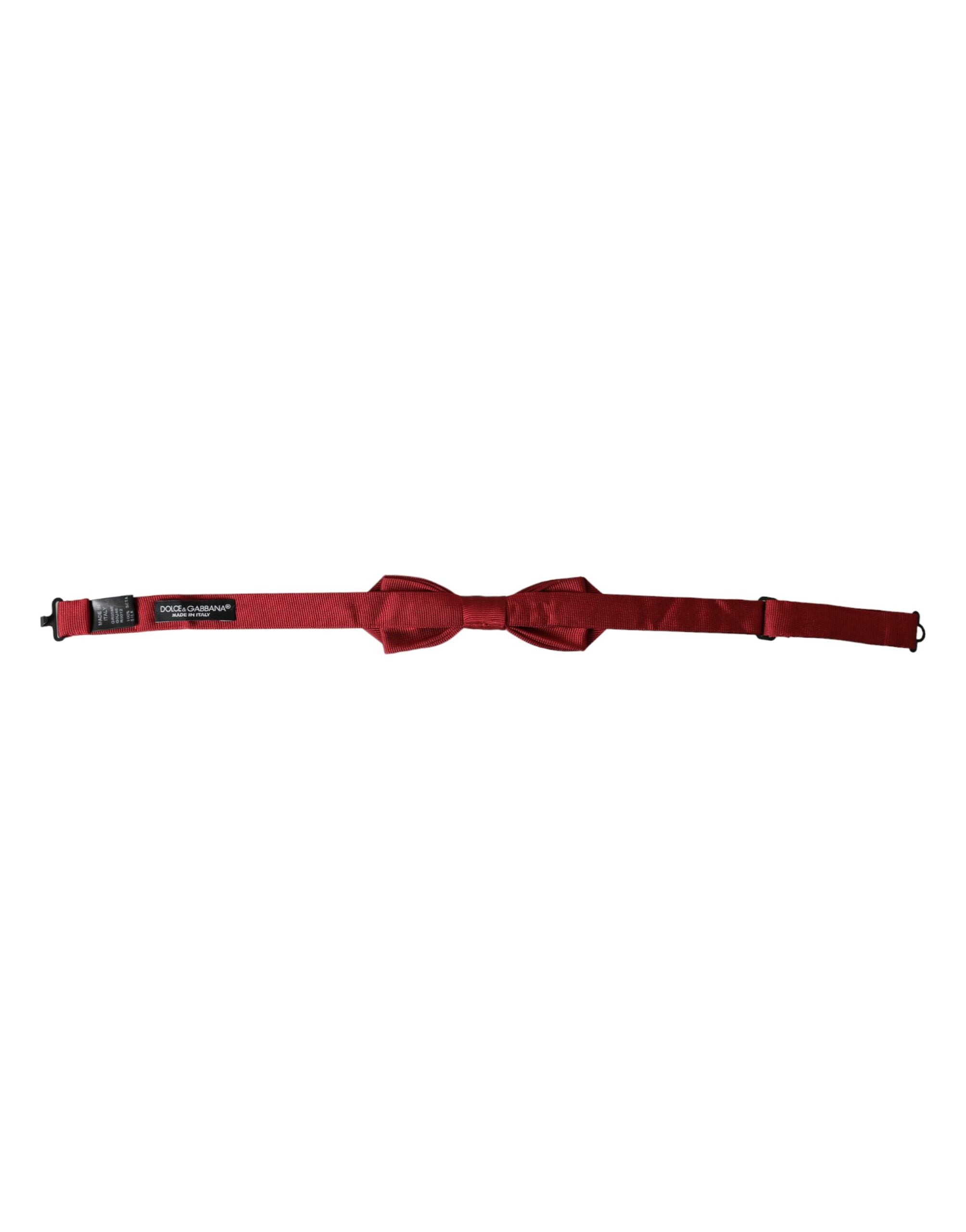 Dolce & Gabbana Röd Sidenjacquard Justerbar Halsringning Herrfluga