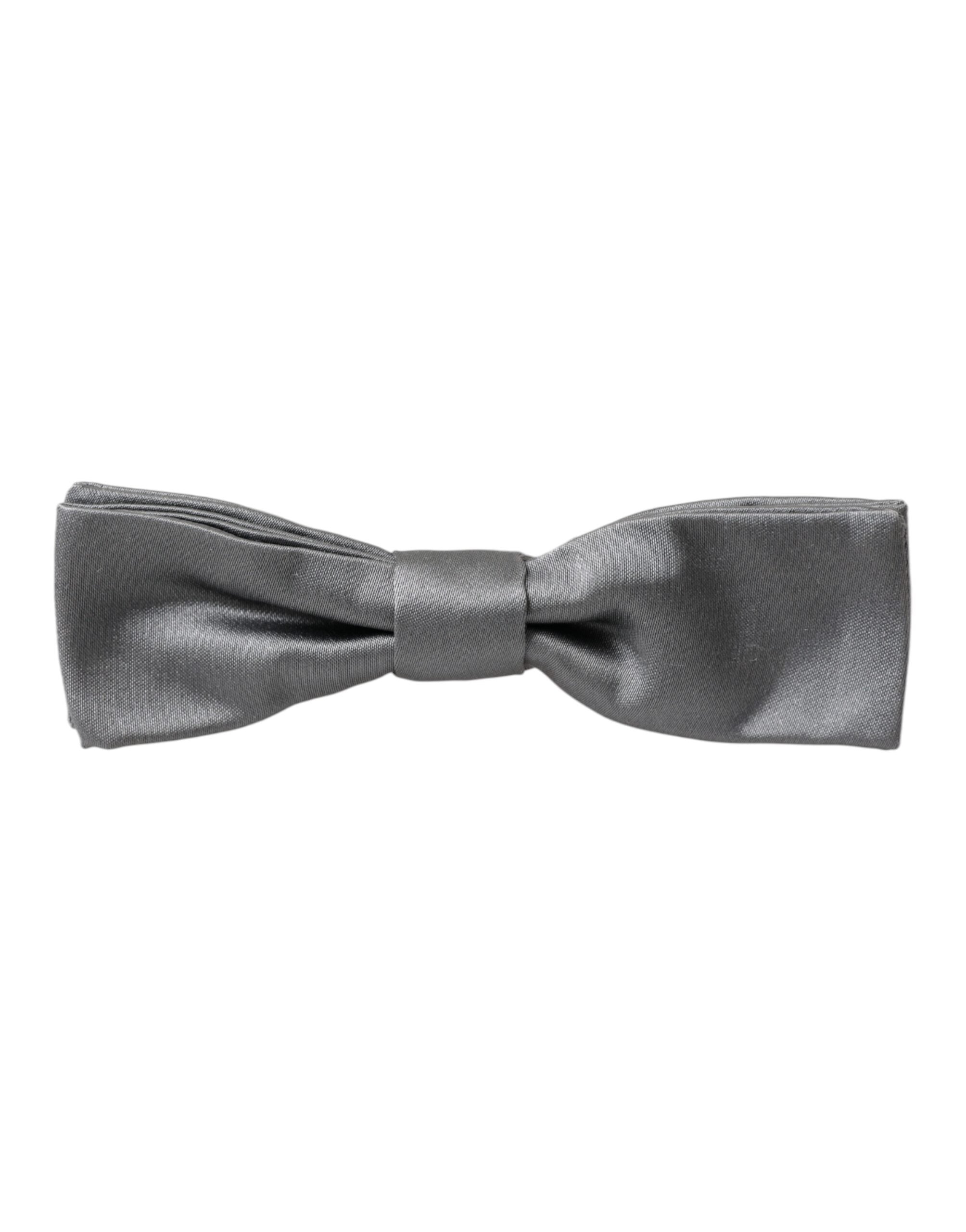 Dolce & Gabbana Grå Satin Siden Justerbar Halsringning Herrfluga Papillon