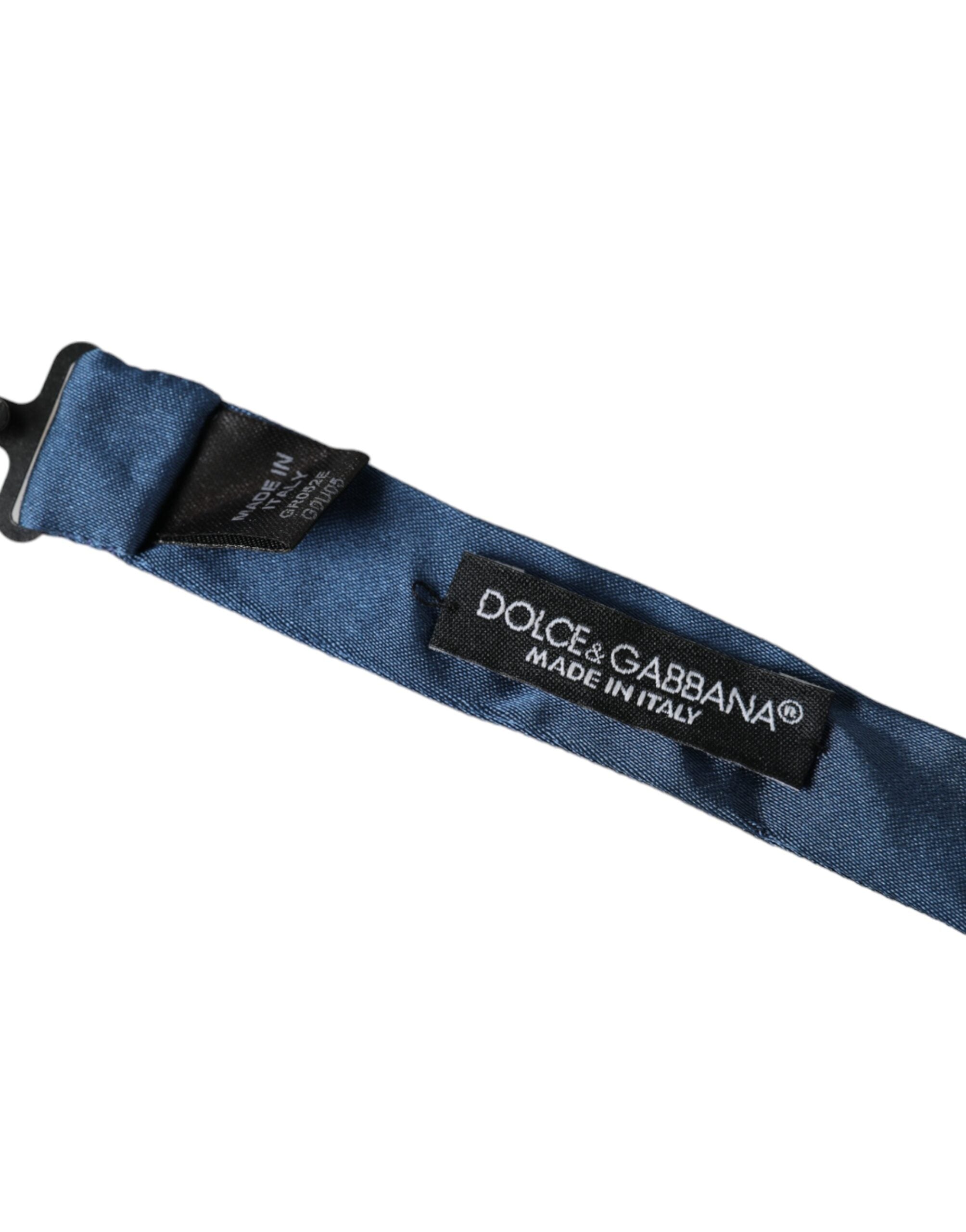 Dolce & Gabbana Blå Satin Siden Justerbar Halsringning Herrfluga