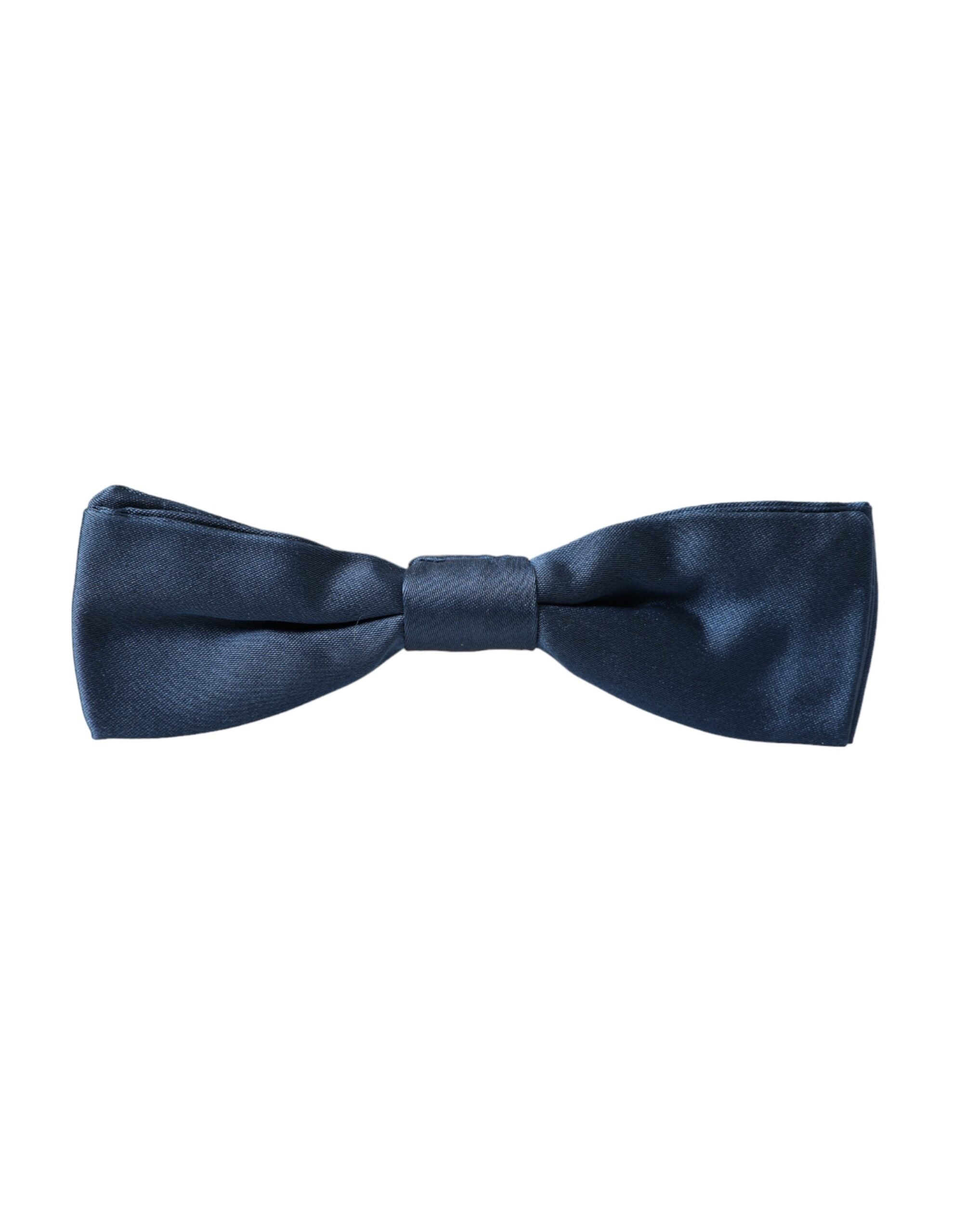 Dolce & Gabbana Blå Satin Siden Justerbar Halsringning Herrfluga