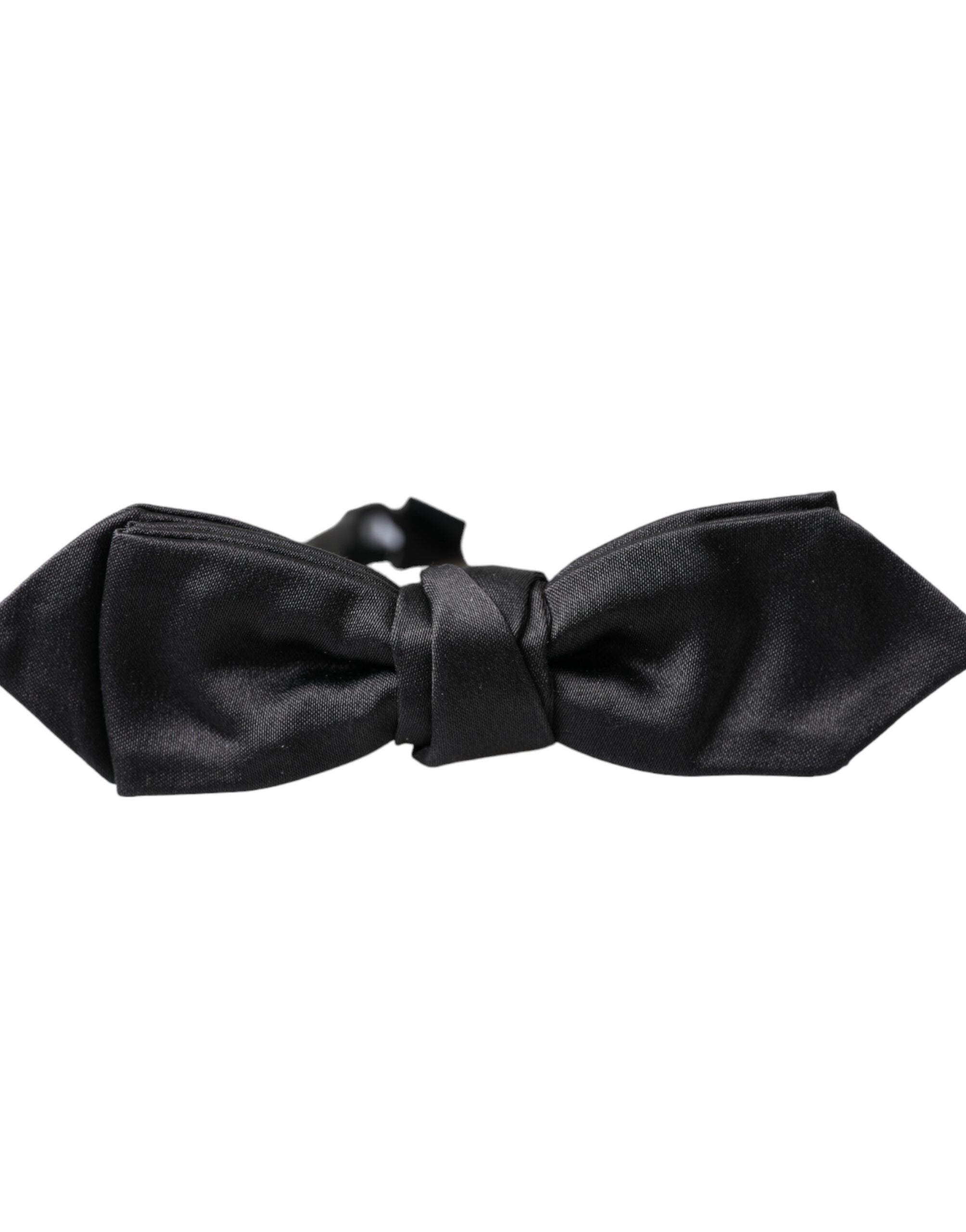 Dolce & Gabbana Svart Satin Siden Justerbar Halsringning Herrfluga