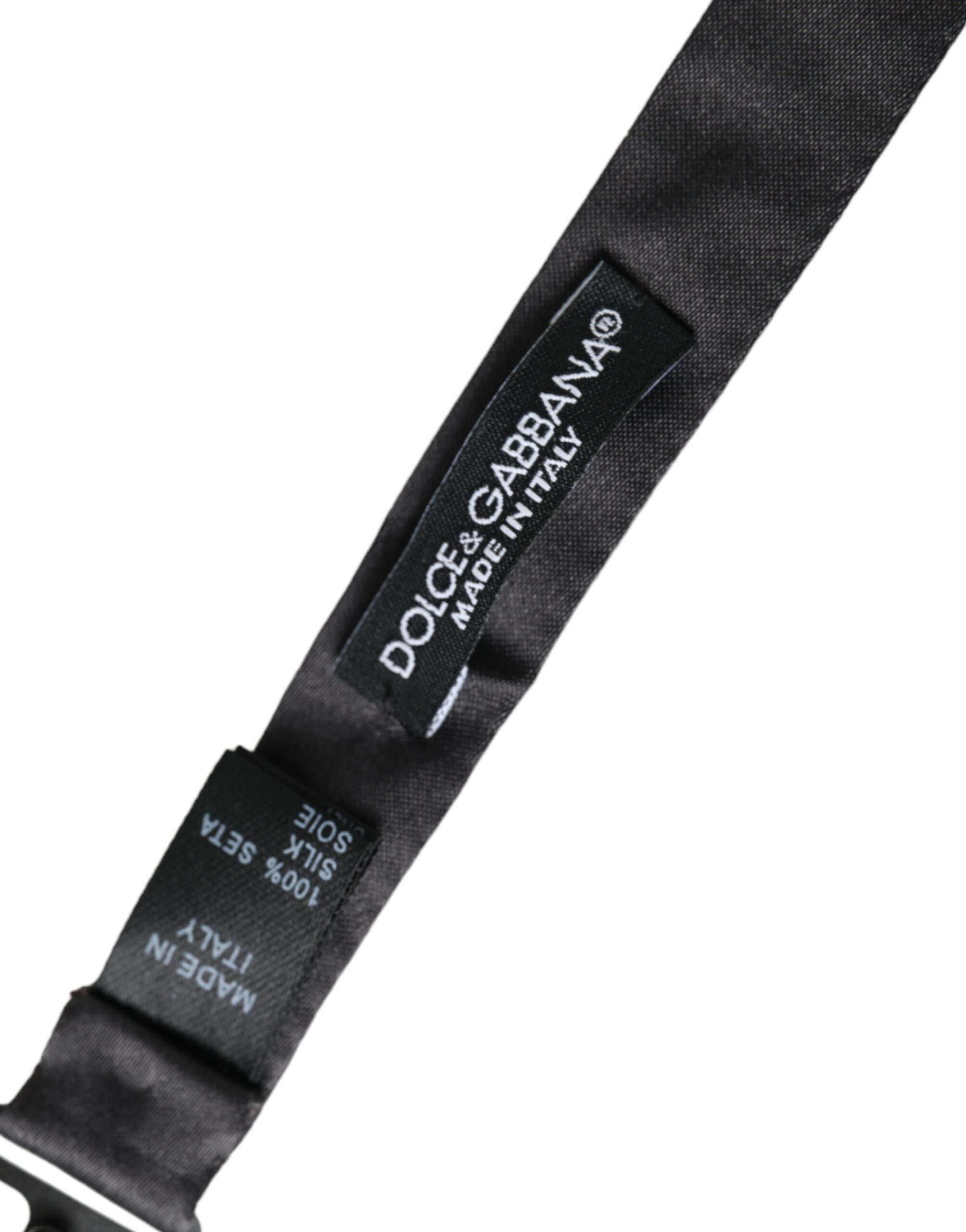 Dolce & Gabbana Svart Satin Siden Justerbar Halsringning Herrfluga