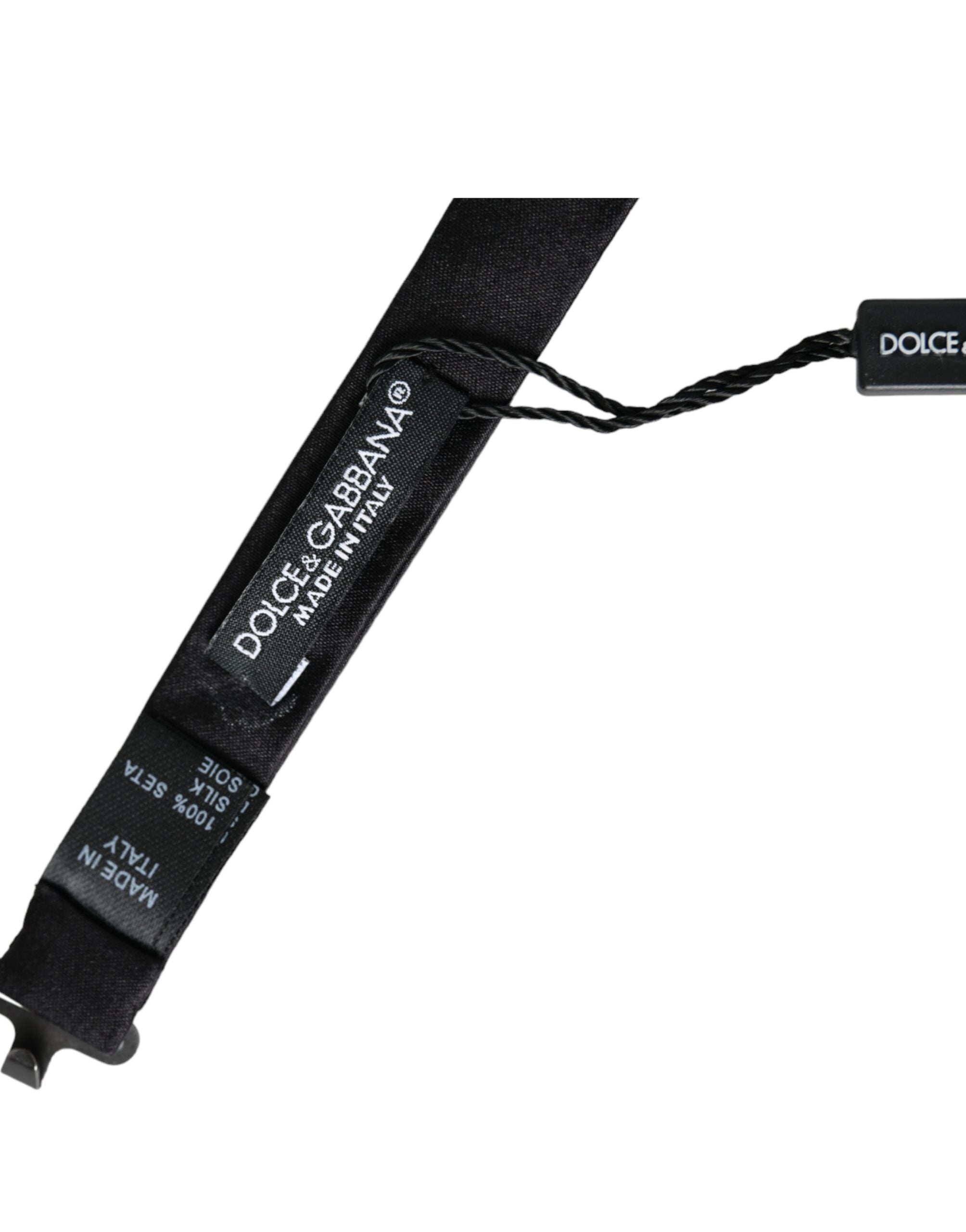 Dolce & Gabbana Svart sidenfluga med justerbar halsringning för män