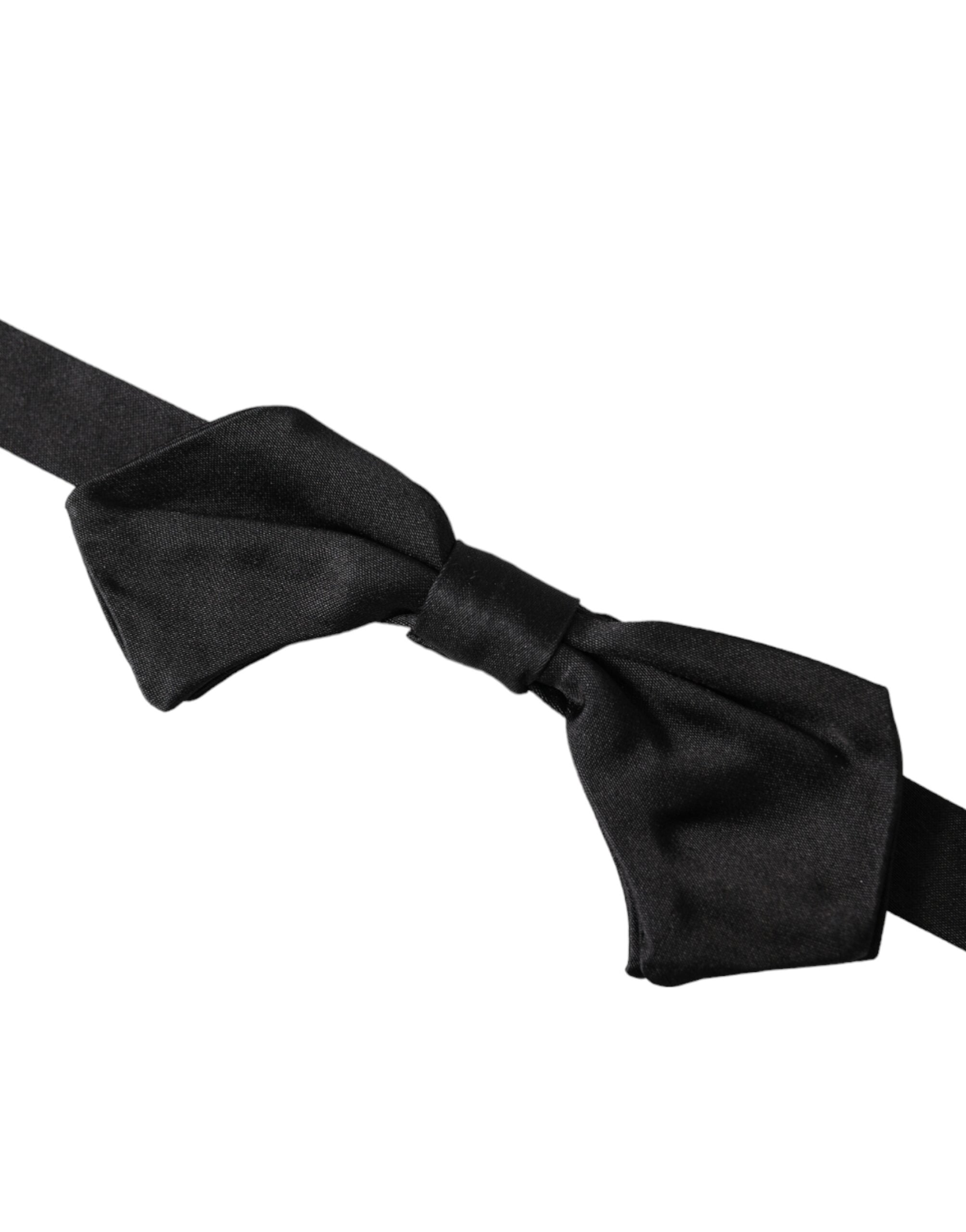 Dolce & Gabbana Svart Satin Siden Justerbar Halsringning Herrfluga