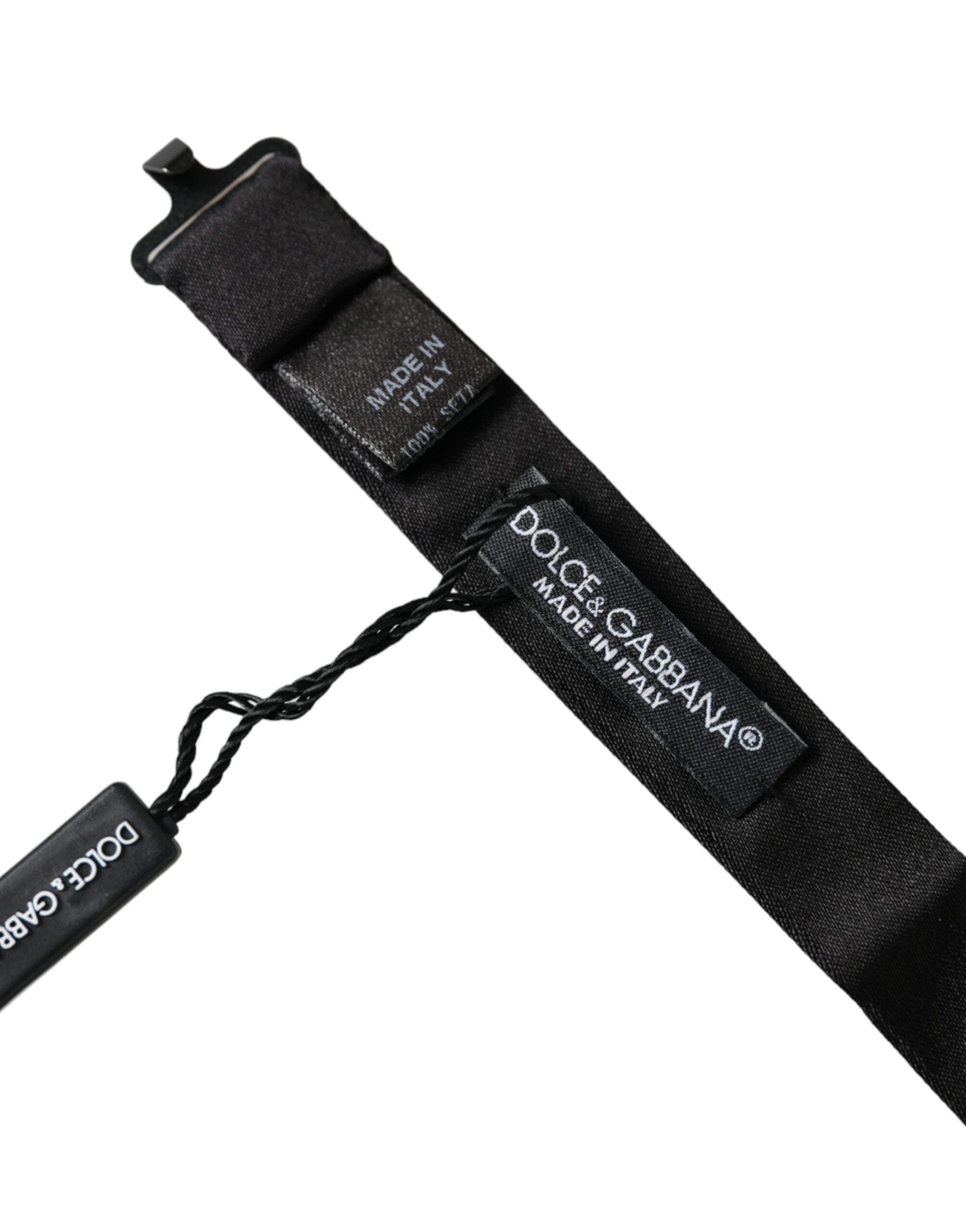 Dolce & Gabbana Svart Satin Siden Justerbar Halsringning Herrfluga