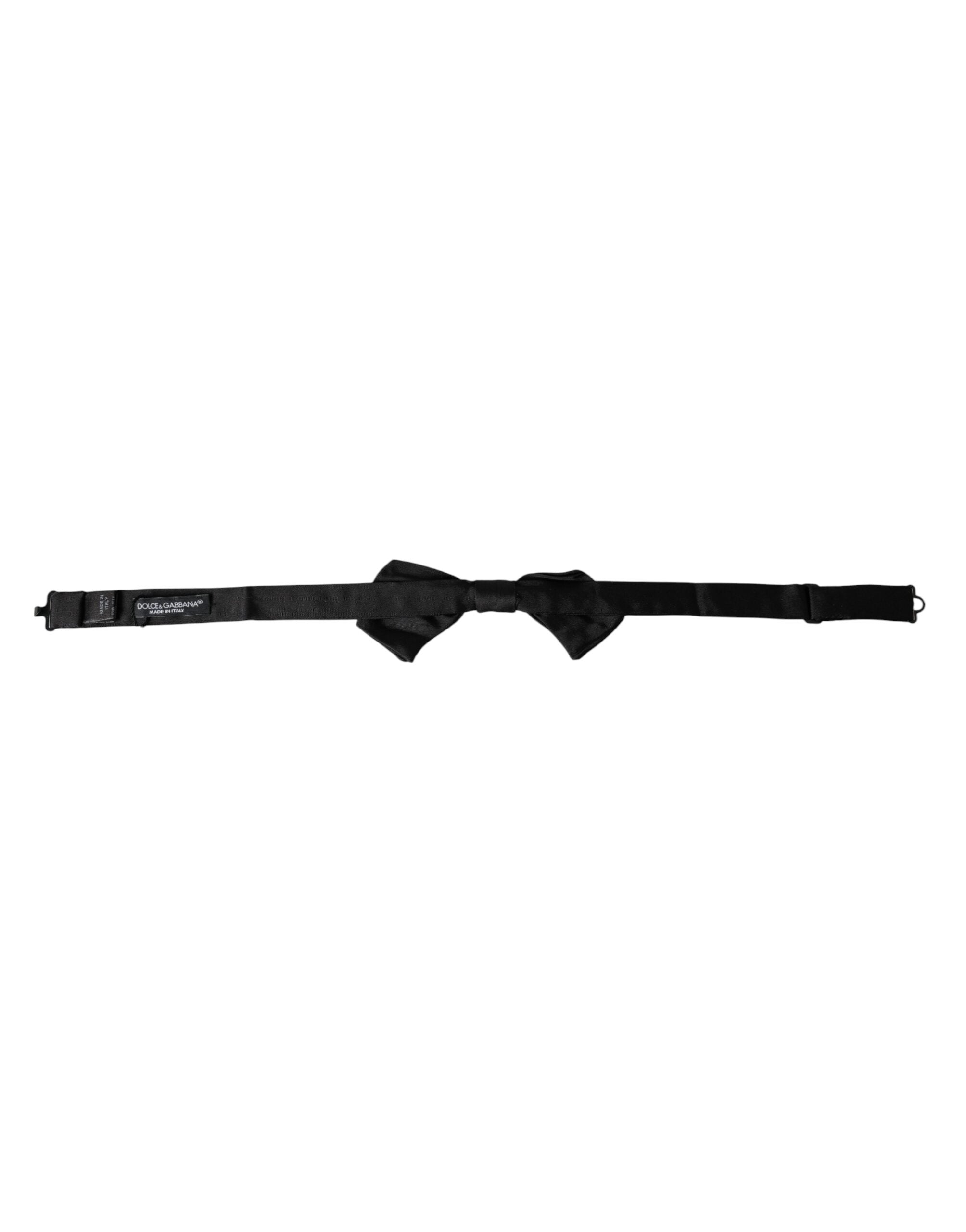 Dolce & Gabbana Svart Satin Siden Justerbar Halsringning Herrfluga