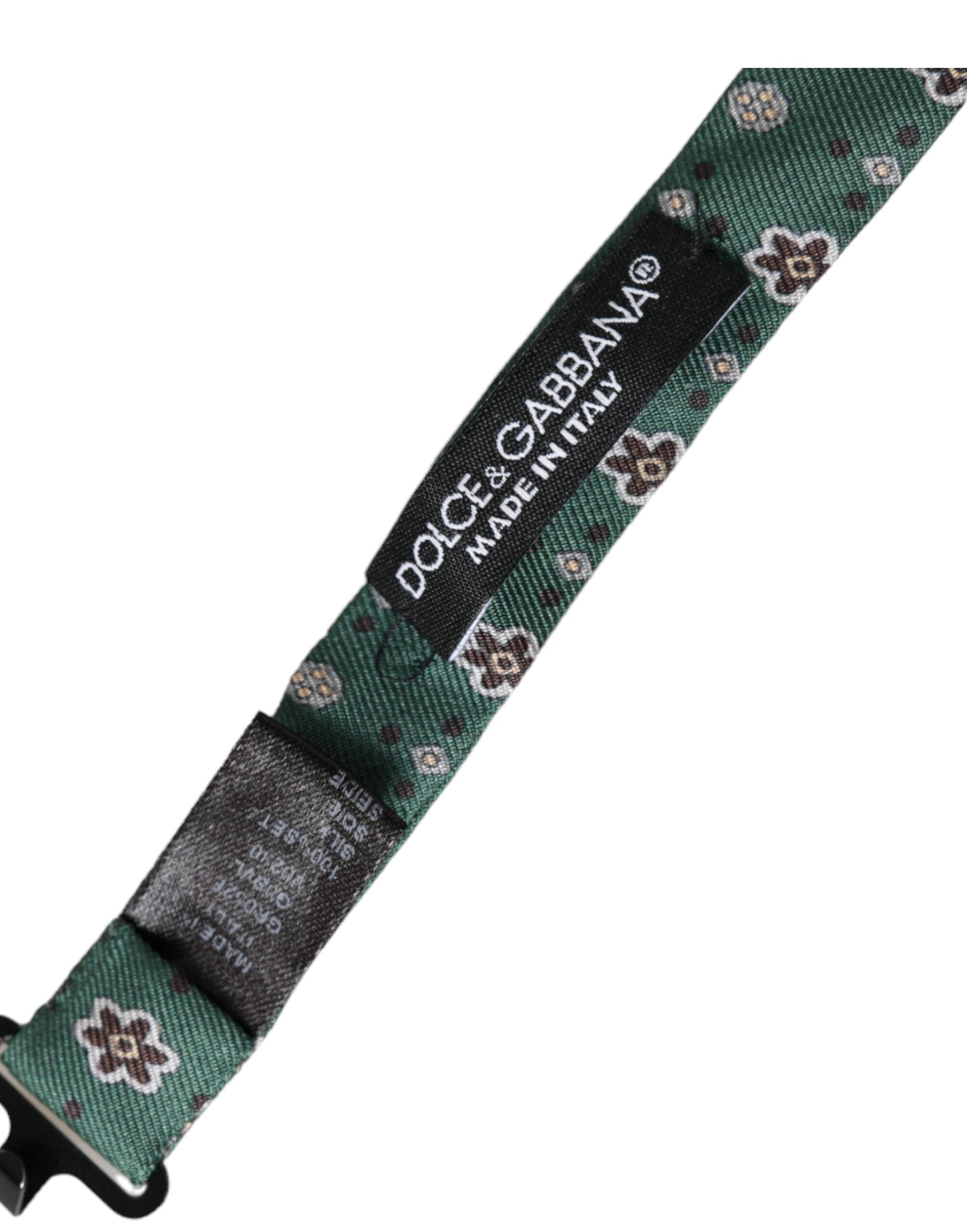 Dolce & Gabbana Mintgrön Blommig Justerbar Halsringning Herrfluga