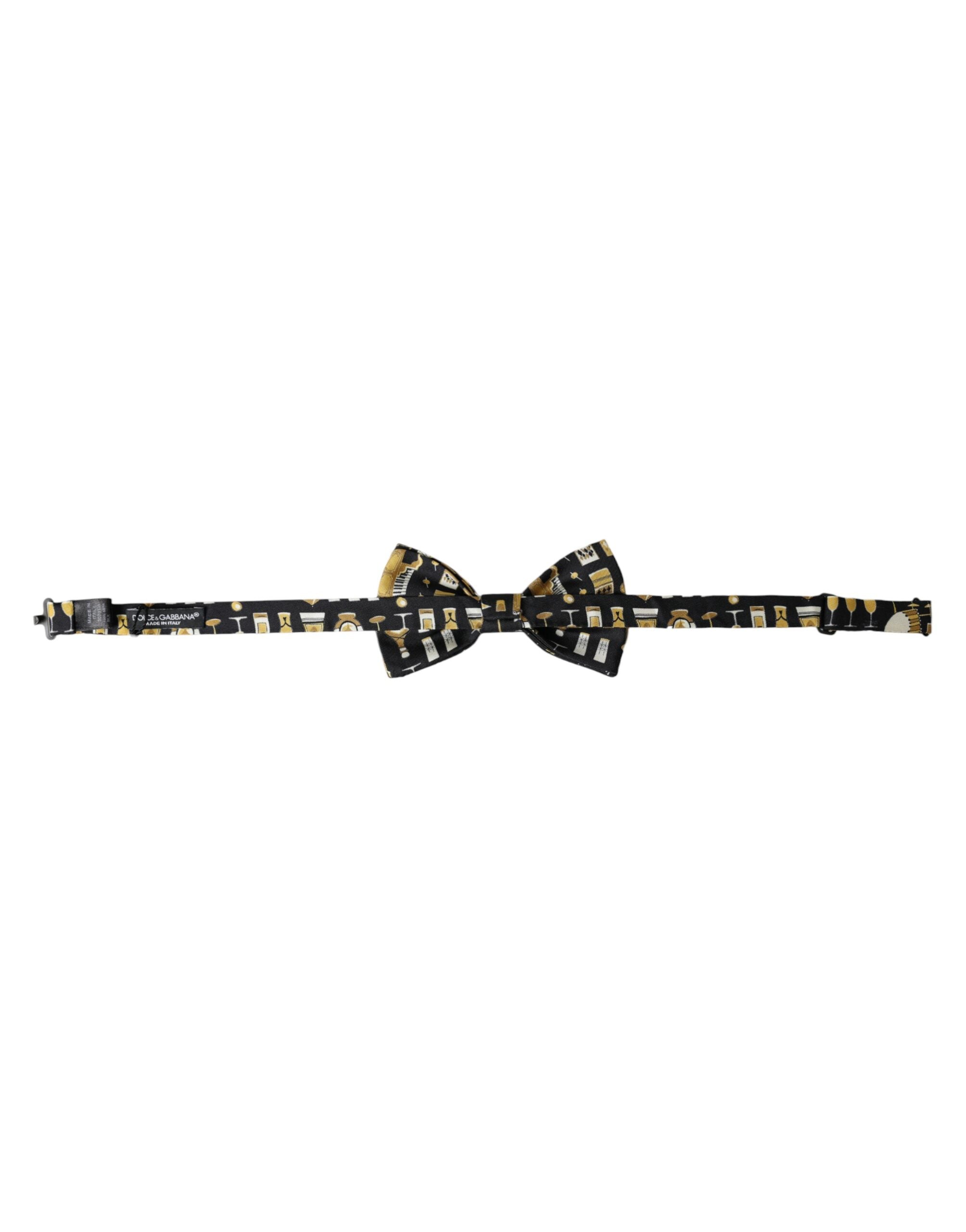 Dolce & Gabbana Svart Sidencocktail Justerbar Halsringning Herrfluga