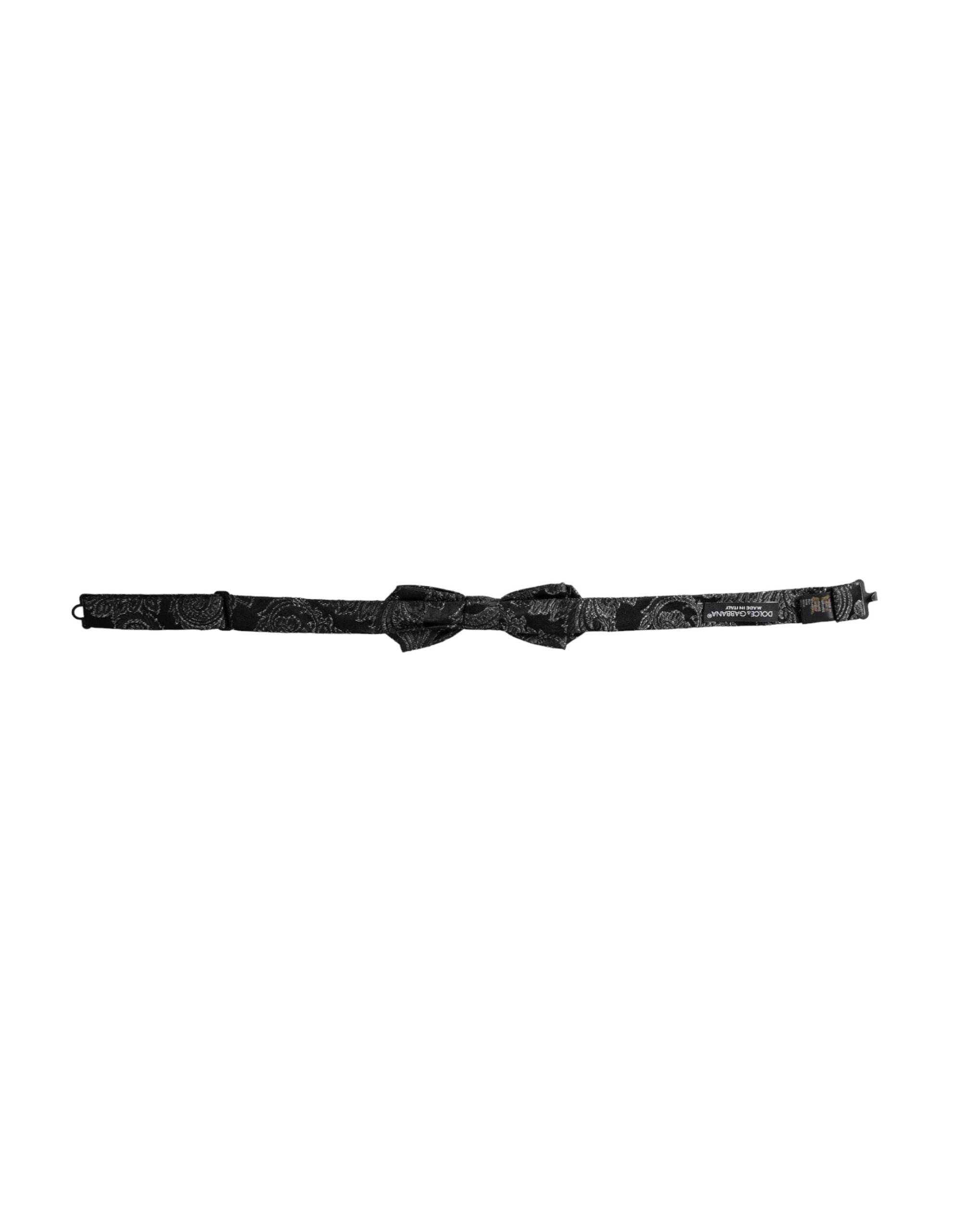 Dolce & Gabbana Svart Sidenjacquard Justerbar Halsringning Herrfluga