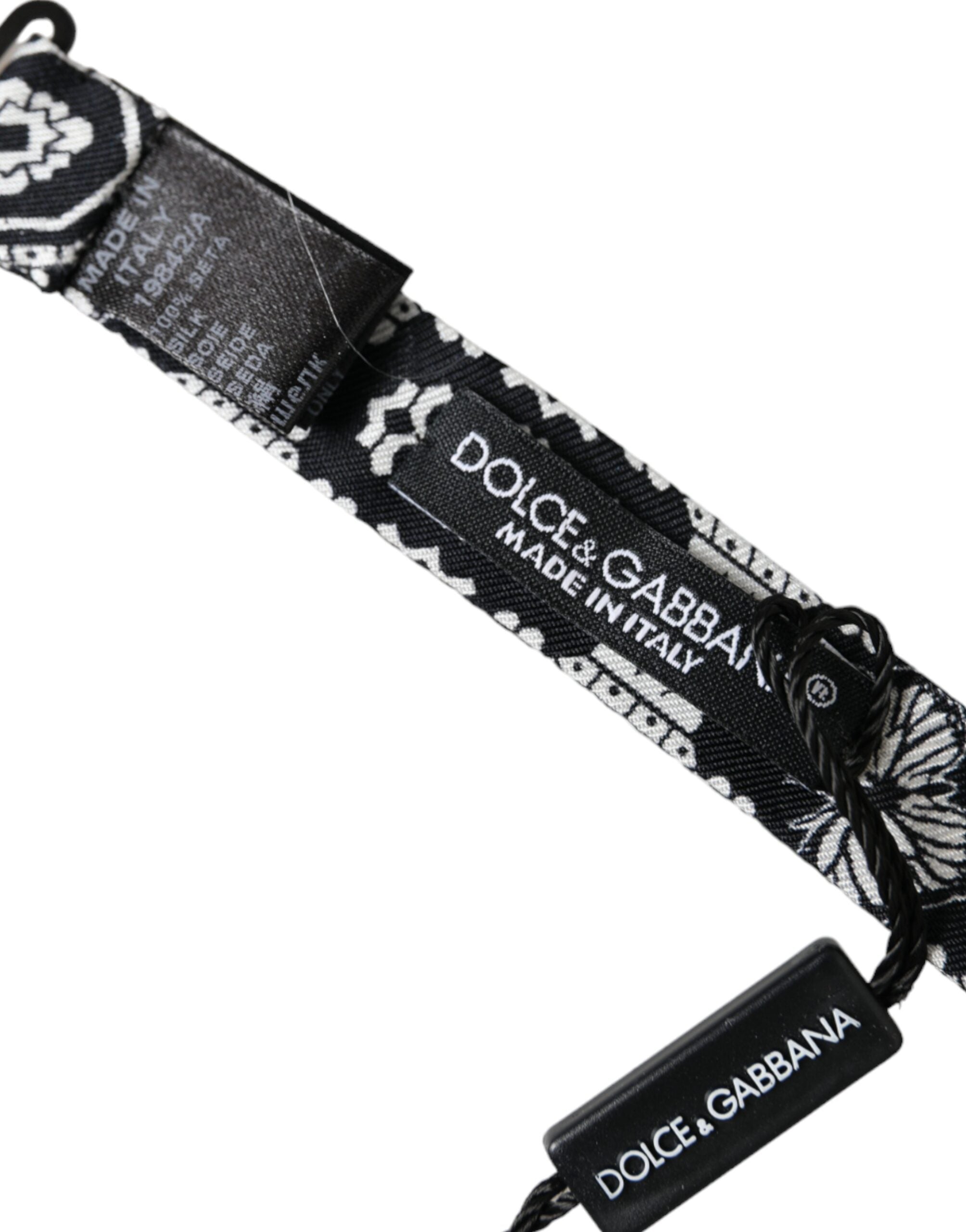 Dolce & Gabbana Svartvit Mönstrad Justerbar Halsringning Herrfluga