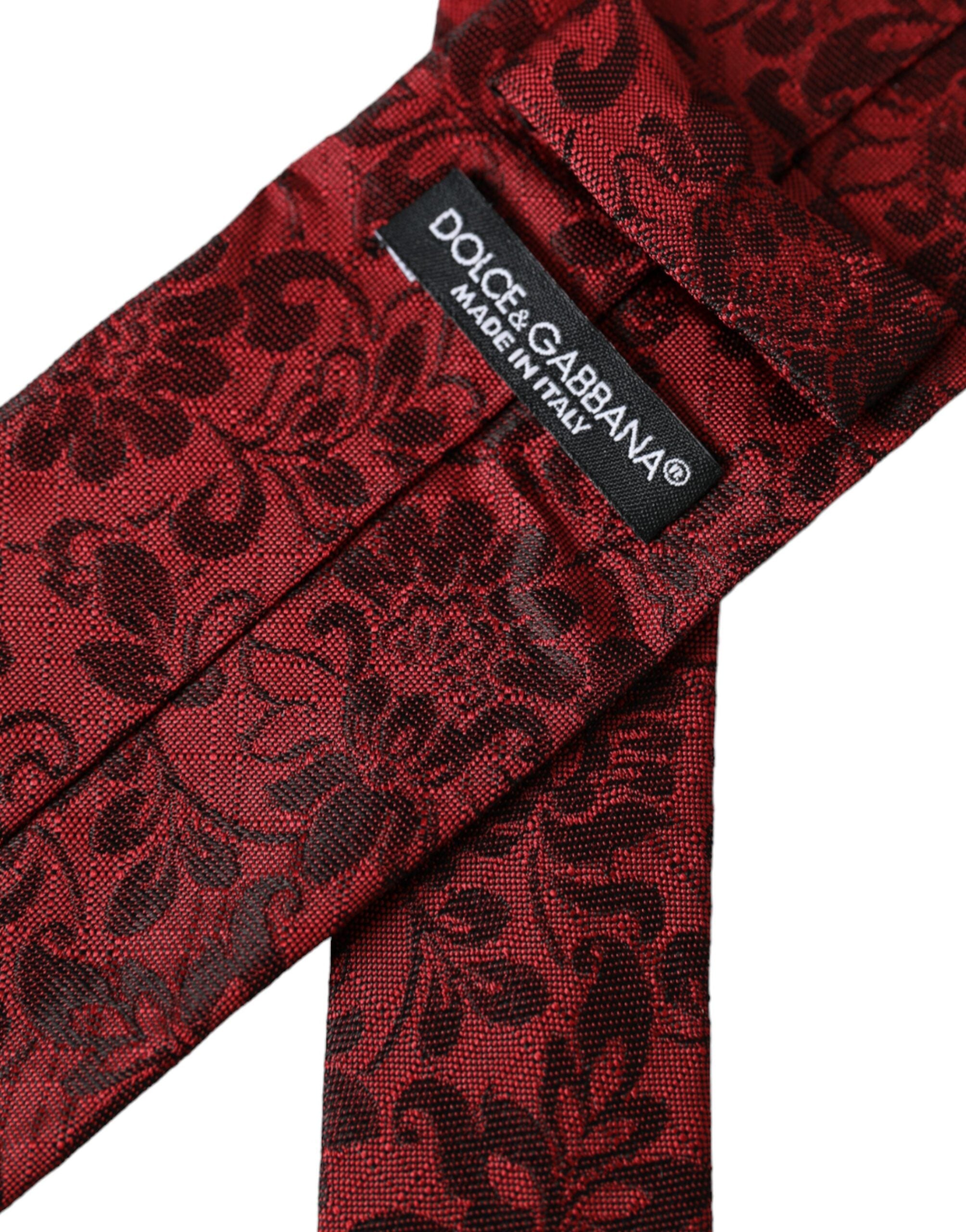 Dolce & Gabbana Röd Blommig Brokad Siden Justerbar Herrslips