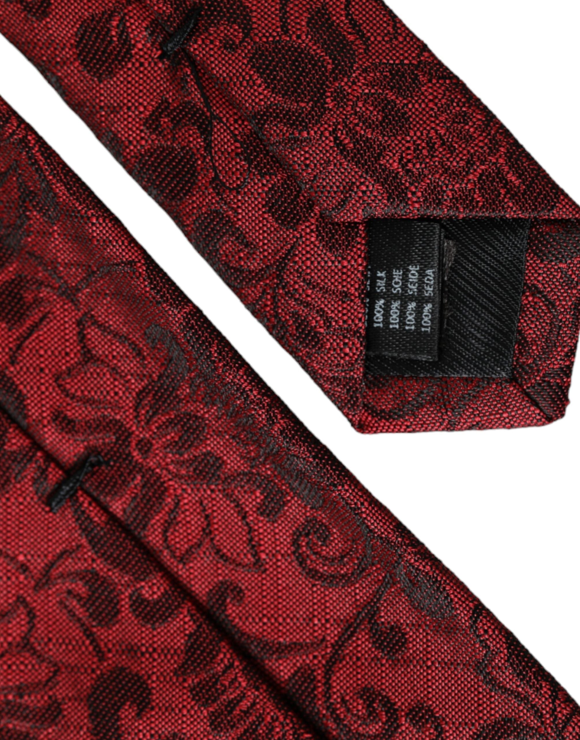 Dolce & Gabbana Röd Blommig Brokad Siden Justerbar Herrslips