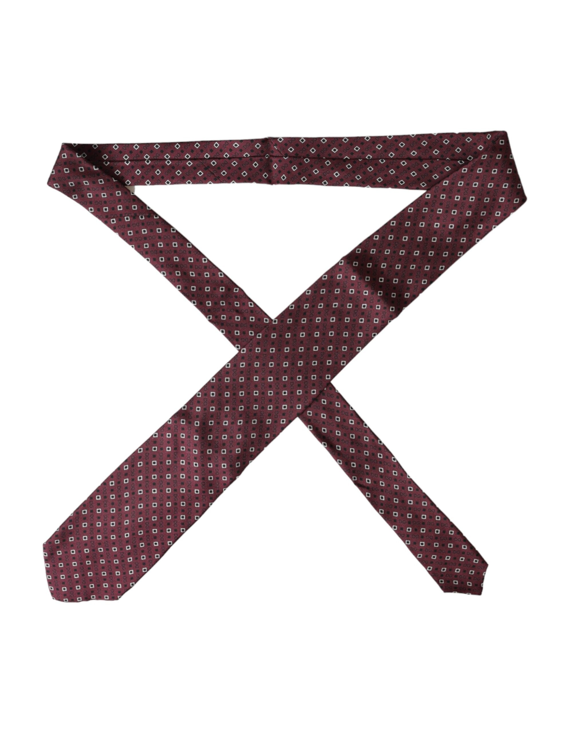 Dolce & Gabbana Maroon Siden Märkeslogotyp Justerbar Herrslips