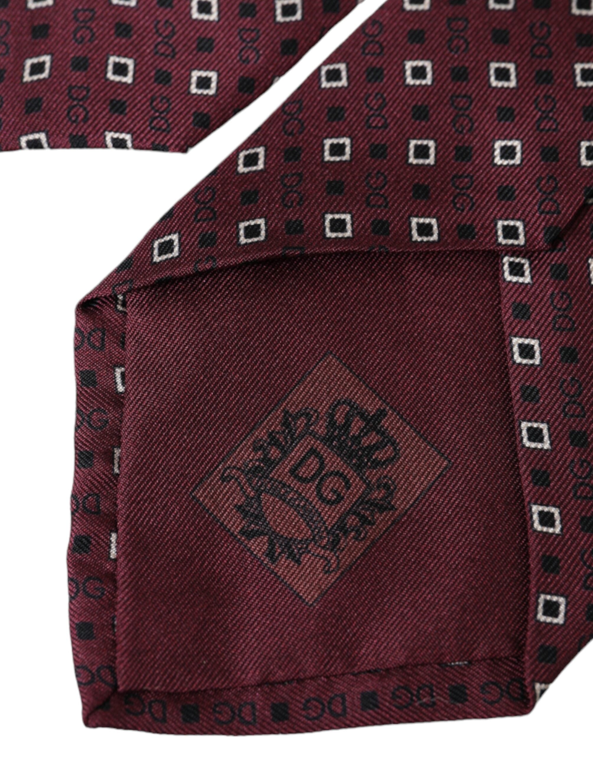 Dolce & Gabbana Maroon Siden Märkeslogotyp Justerbar Herrslips